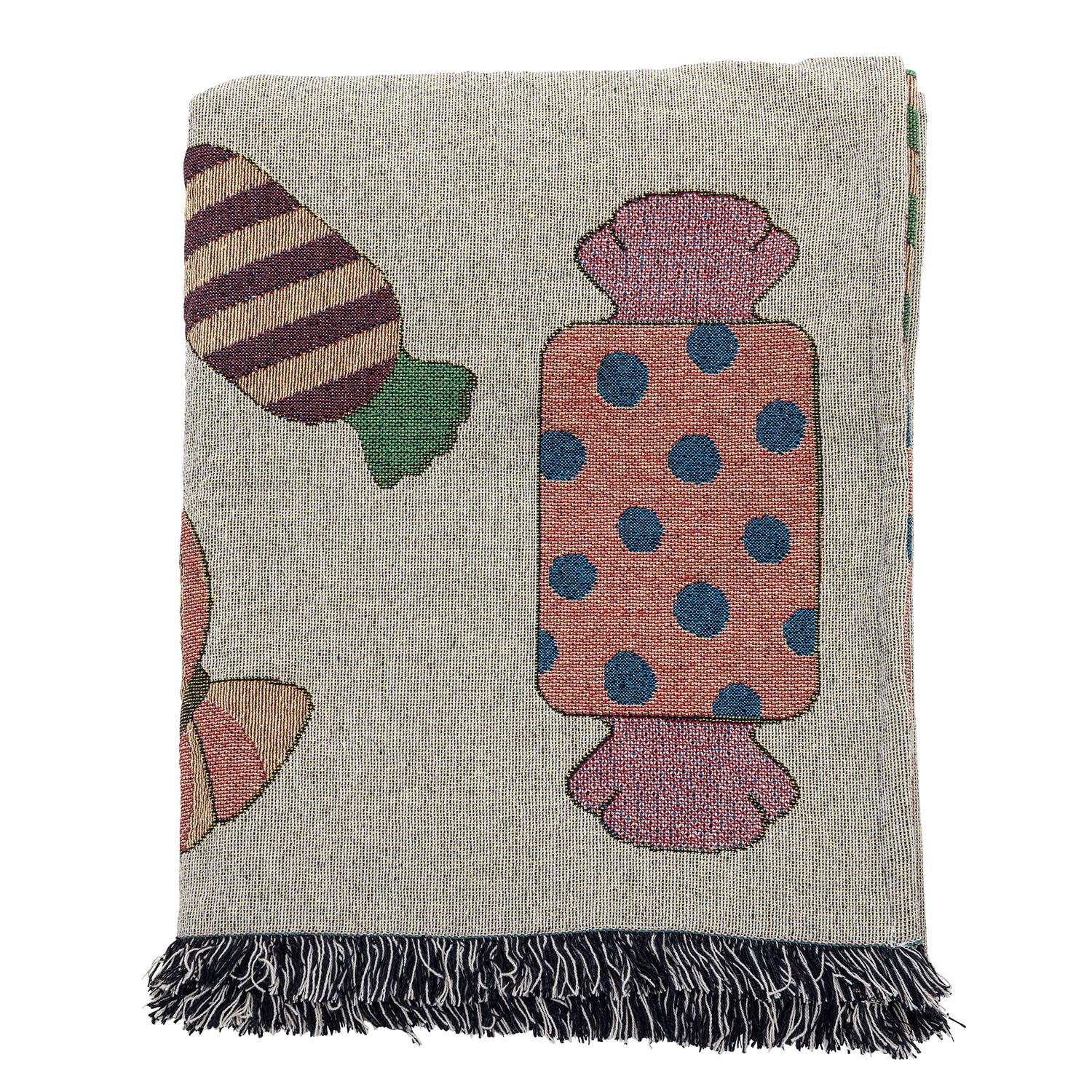 Die Caramella Decke von Bloomingville aus recycelter Baumwolle in Naturtönen bietet nachhaltigen Komfort und stilvolles Design.