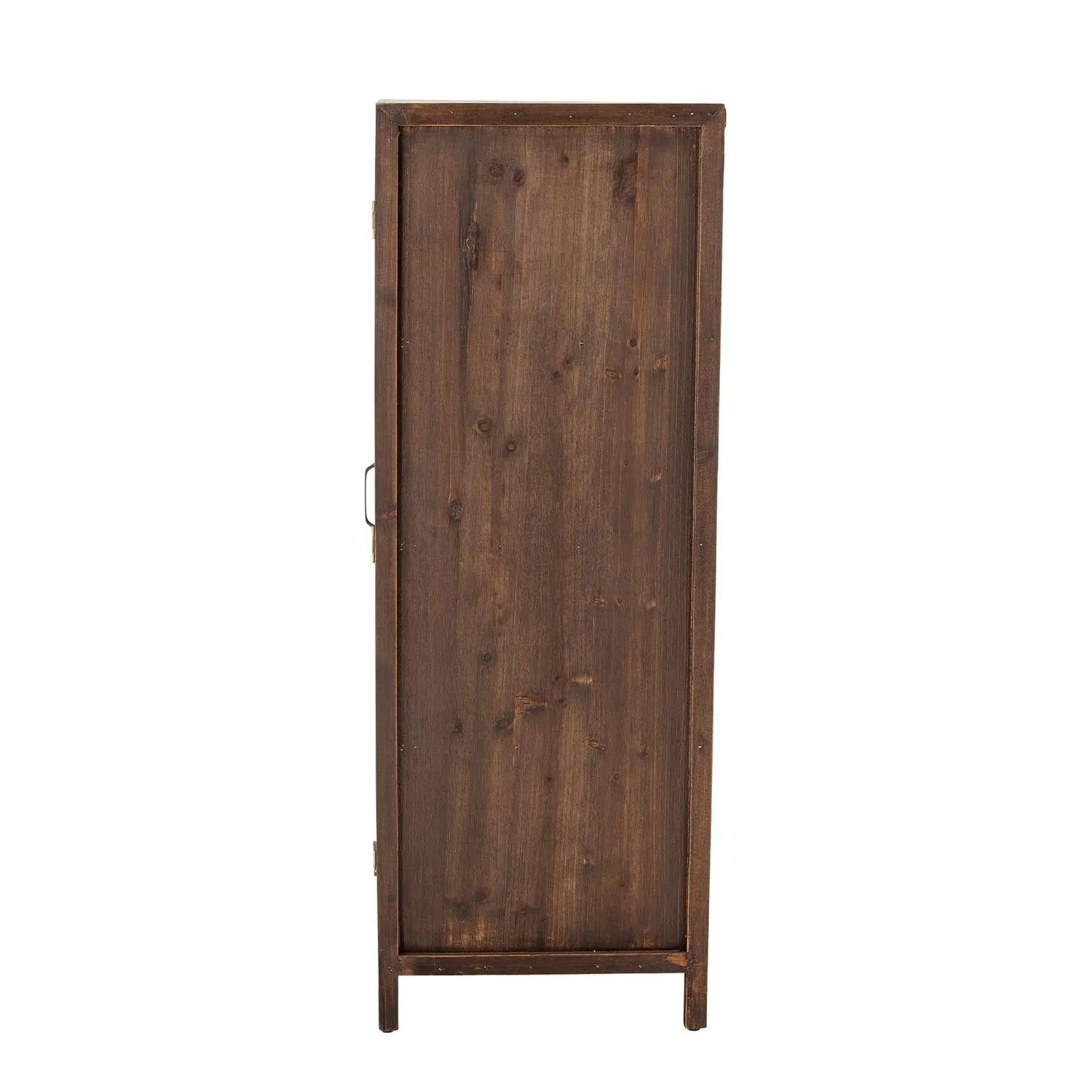 Der Marl Kabinett aus Tannenholz vereint Eleganz und Funktionalität mit geräumigen Regalen und klaren Glastüren.