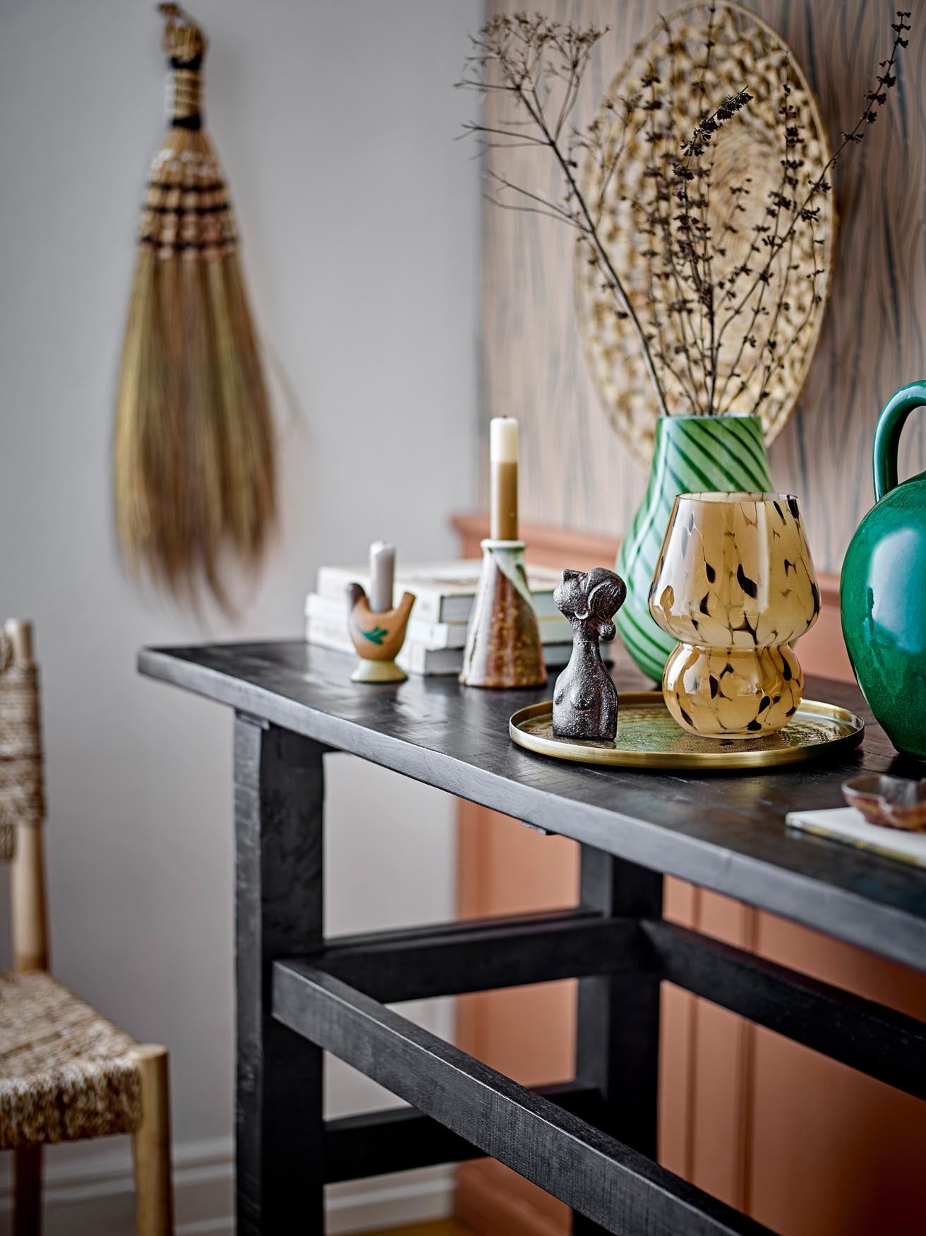 Riber console table, black, recycled wood
