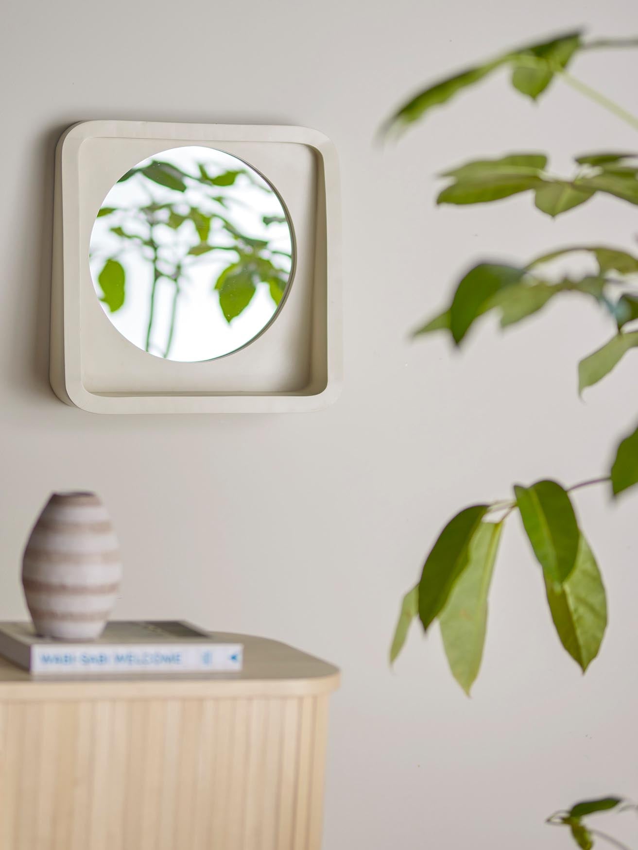 Phoebe mirror with shelf, nature, polyresin