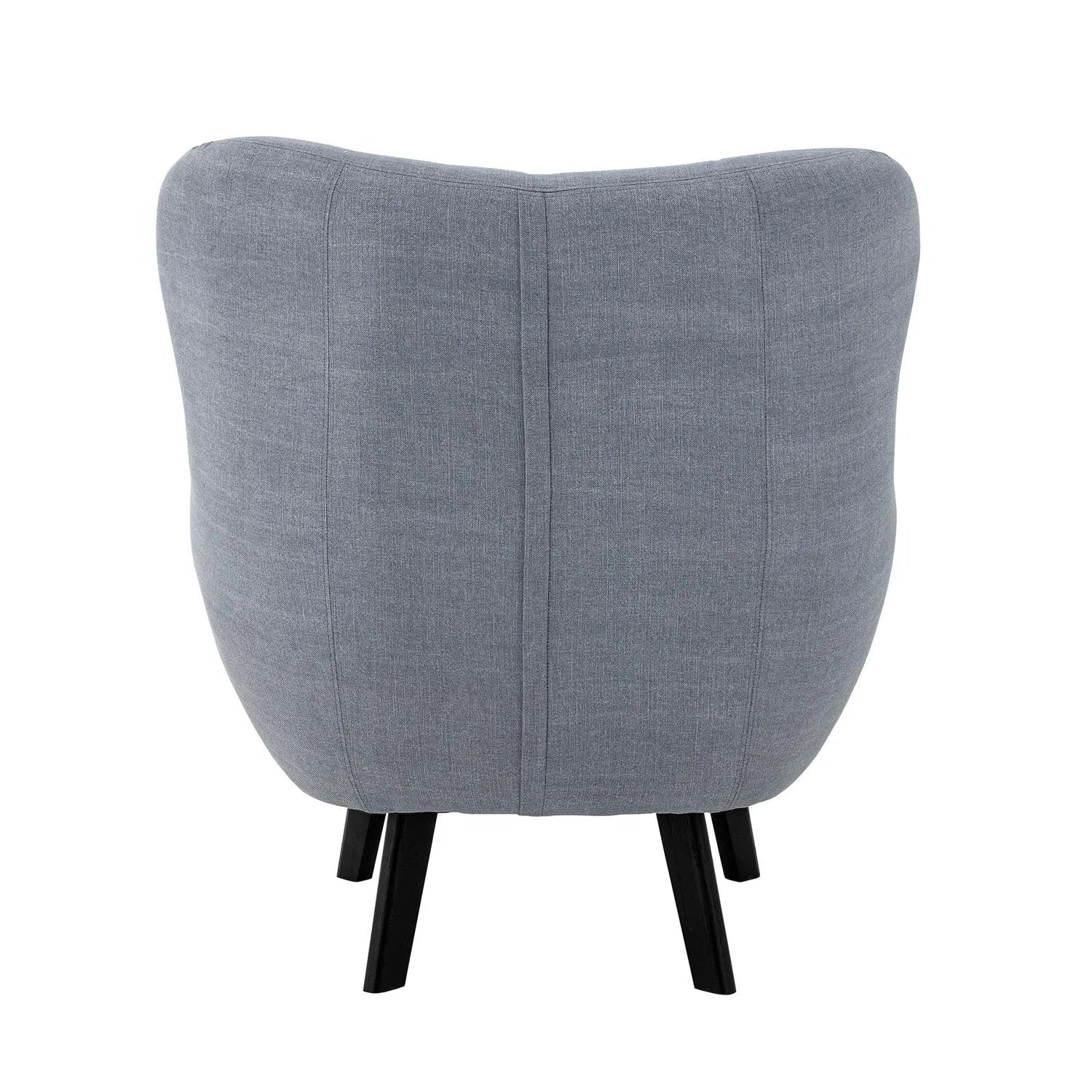 Eleganter Loungesessel in Donnerblau, aus weicher Baumwolle, mit stabilen Kiefernholzbeinen für stilvollen Komfort.