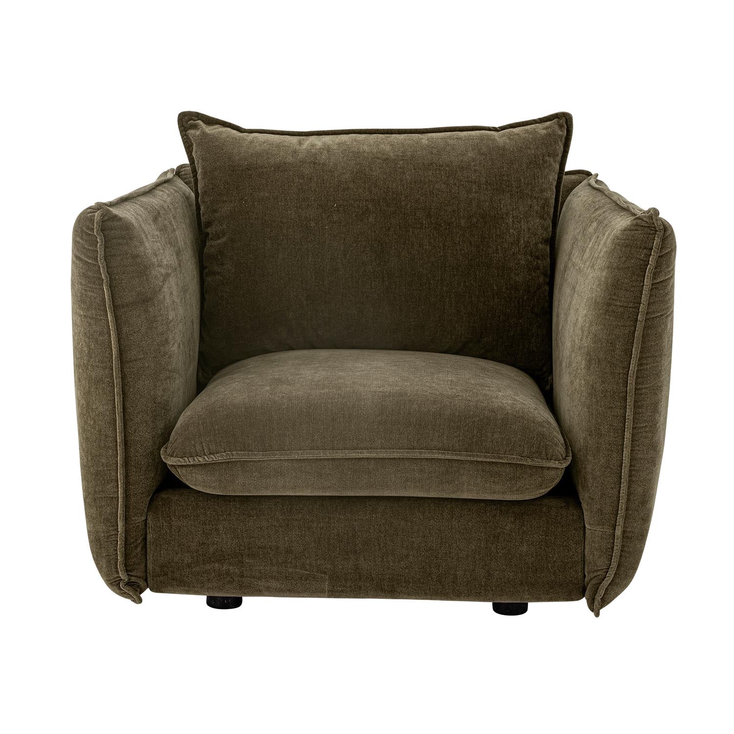 Der Austin Loungesessel in Grün von Bloomingville vereint stilvolles Design mit nachhaltigem, recyceltem Polyester für Komfort und Eleganz.