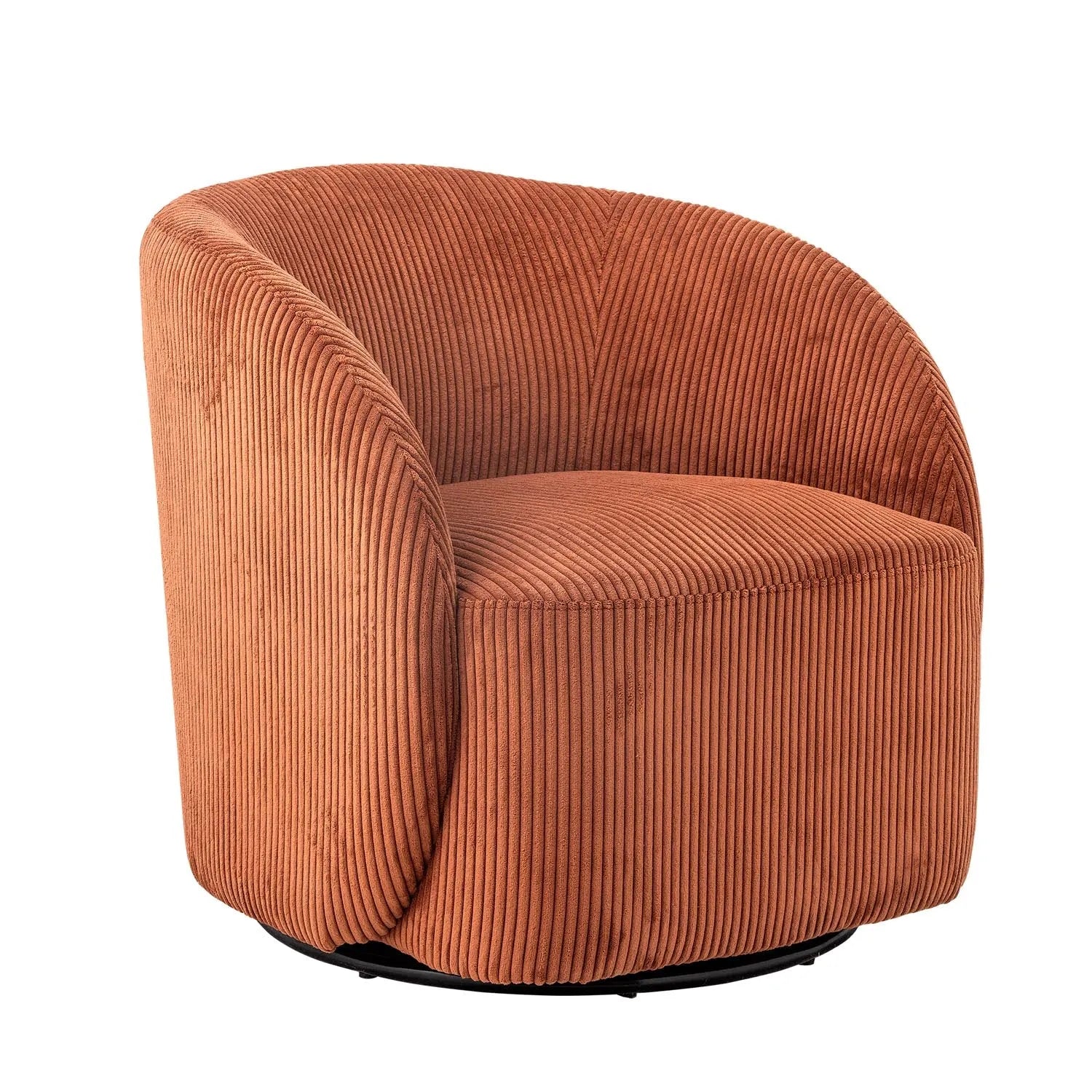 Der Pradi Loungesessel in Orange von Bloomingville vereint Komfort und Stil mit einem drehbaren Design und strapazierfähigem Polyesterbezug.