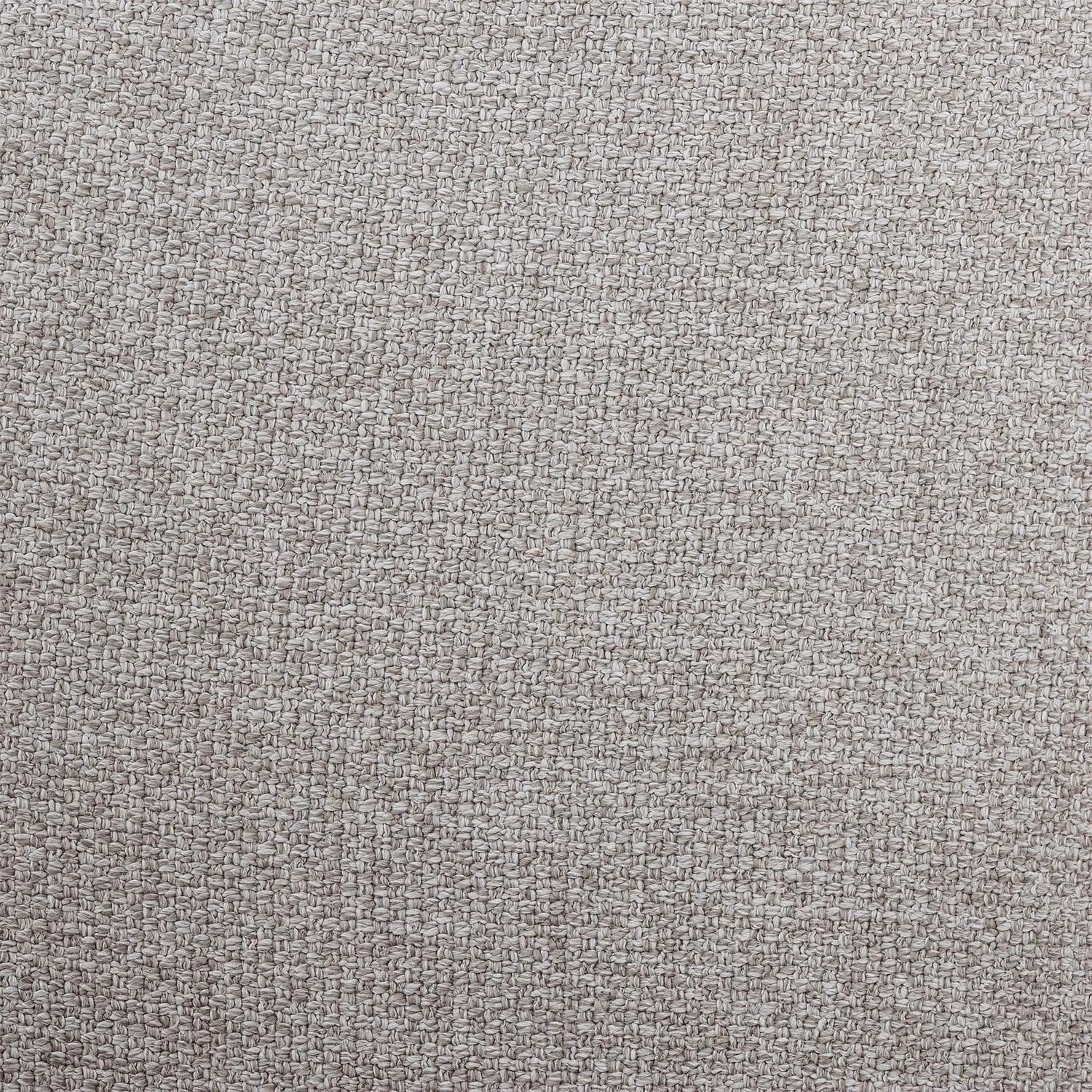 Eleganter Esszimmerstuhl mit grauem Polyester-Bouclé-Bezug, stabilen Metallbeinen und hohem Sitzkomfort.
