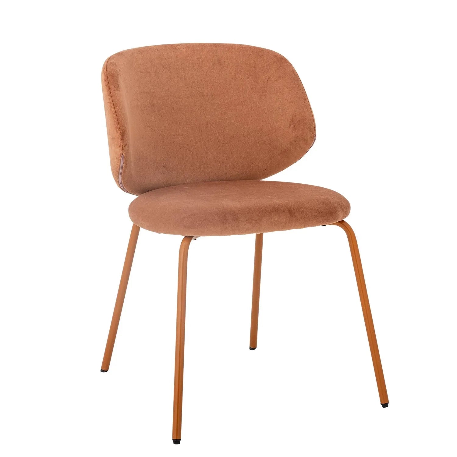Der Ponte Esszimmerstuhl in Orange vereint elegantes Design mit nachhaltigem Komfort dank recyceltem Polyester.