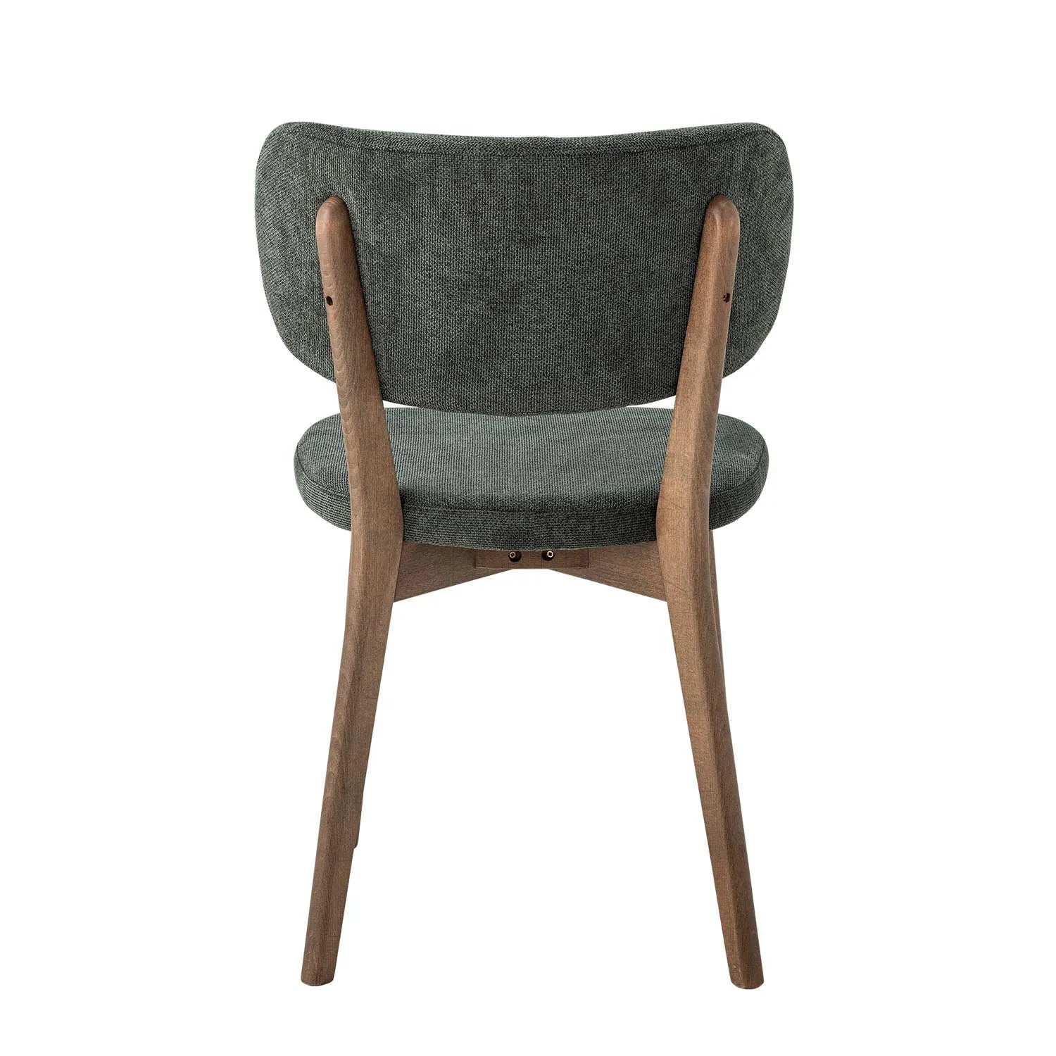 Eleganter Esszimmerstuhl in Grün mit weichem Bouclé-Stoff und FSC-zertifizierten Buchenholzbeinen.