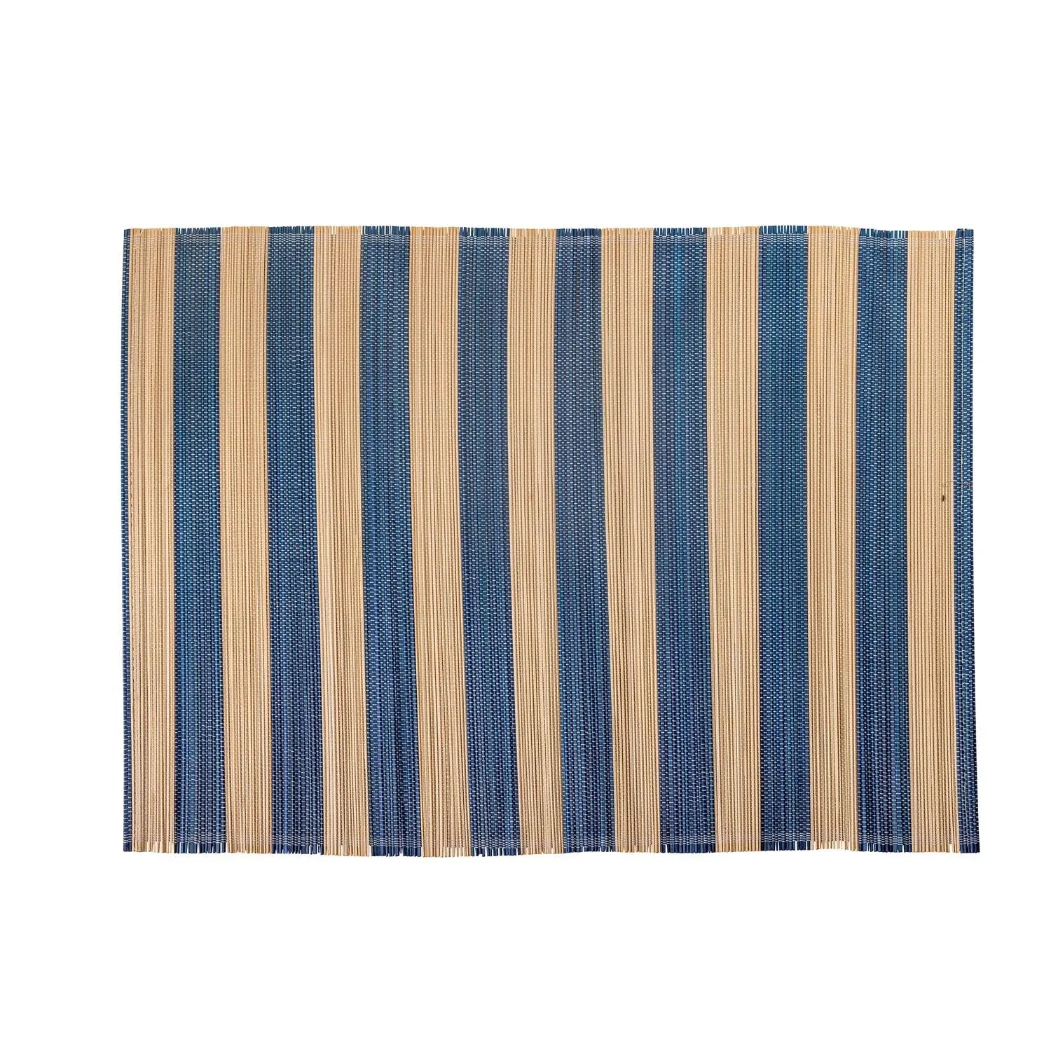 Elegantes Platzdeckchen aus Bambus mit blauen Streifen, umweltfreundlich, pflegeleicht und ideal für jeden Anlass.