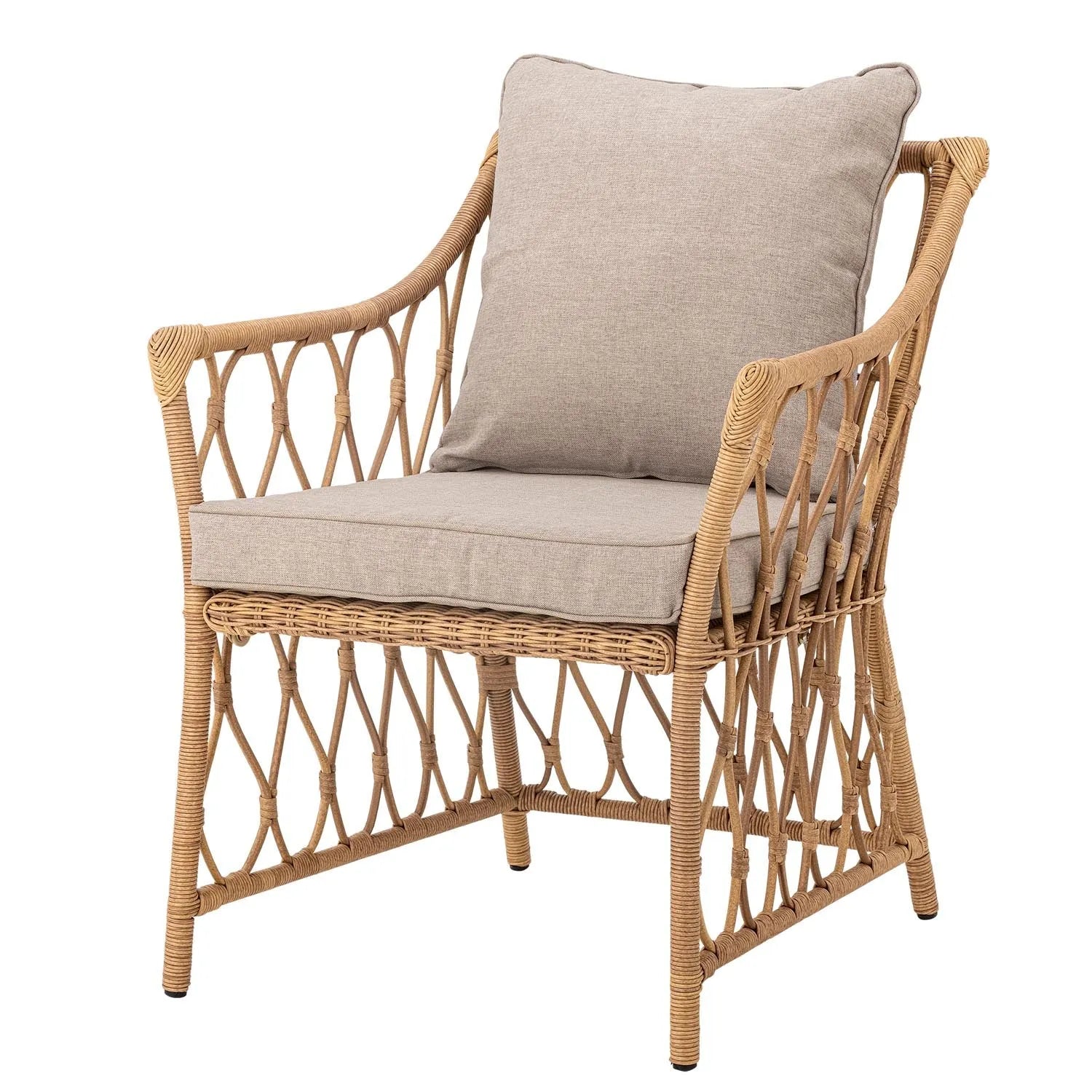 Der Belluce Loungesessel aus Polyrattan vereint modernes Design mit Funktionalität und ist ideal für drinnen und draußen.