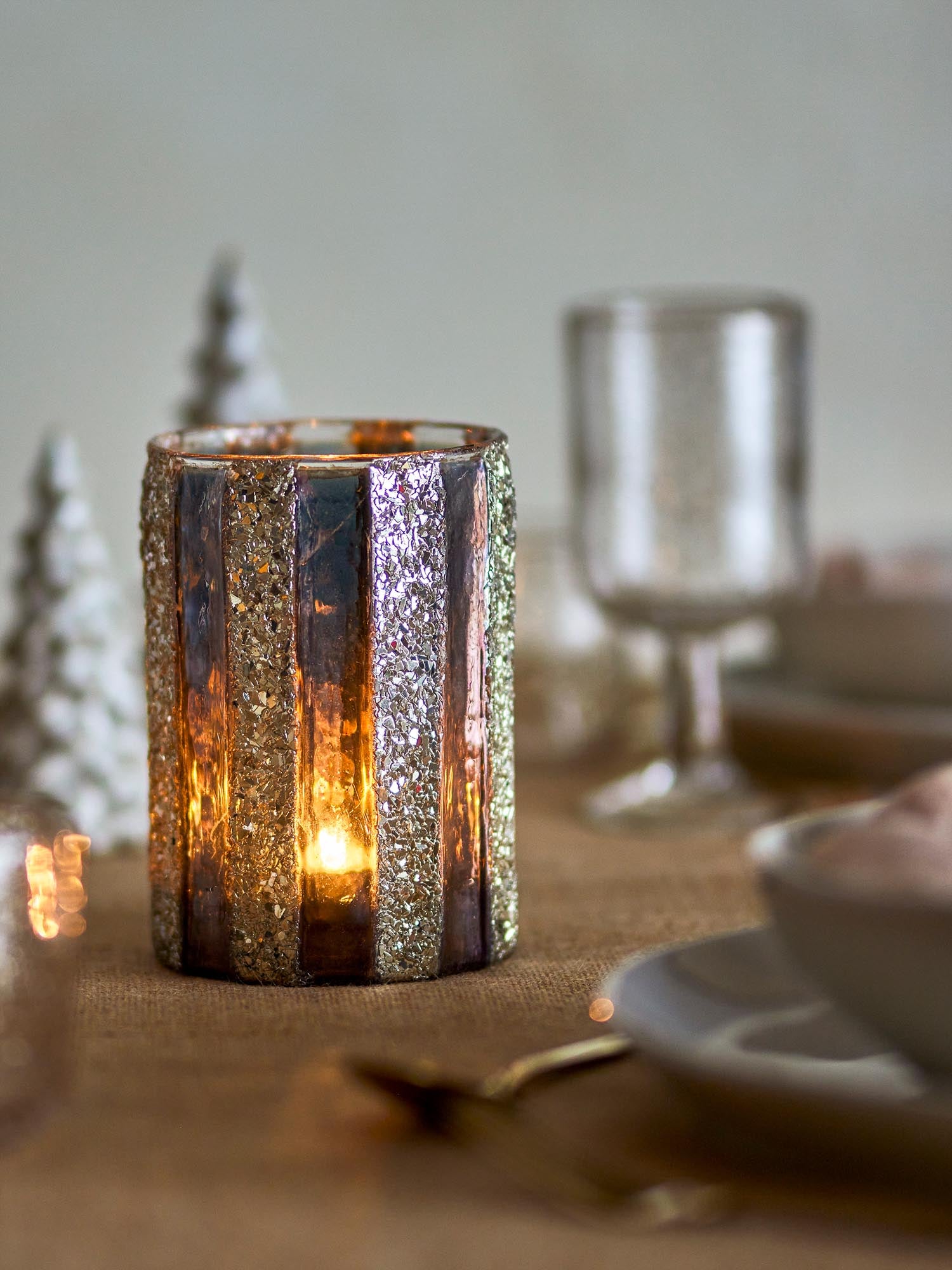Cicilia Teelichthalter, Gold, Glas