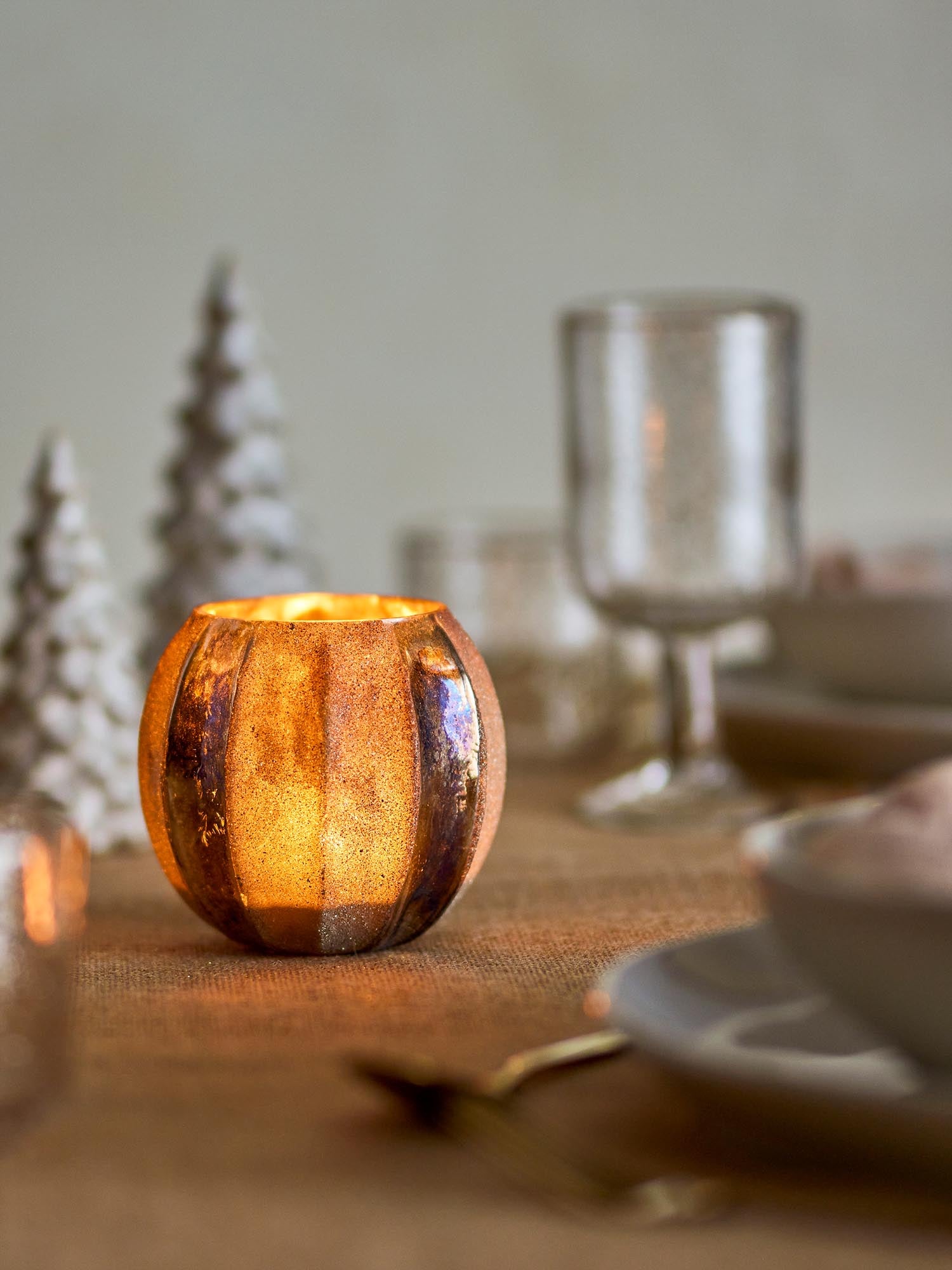 Felecia Teelichthalter, Gold, Recyceltes Glas
