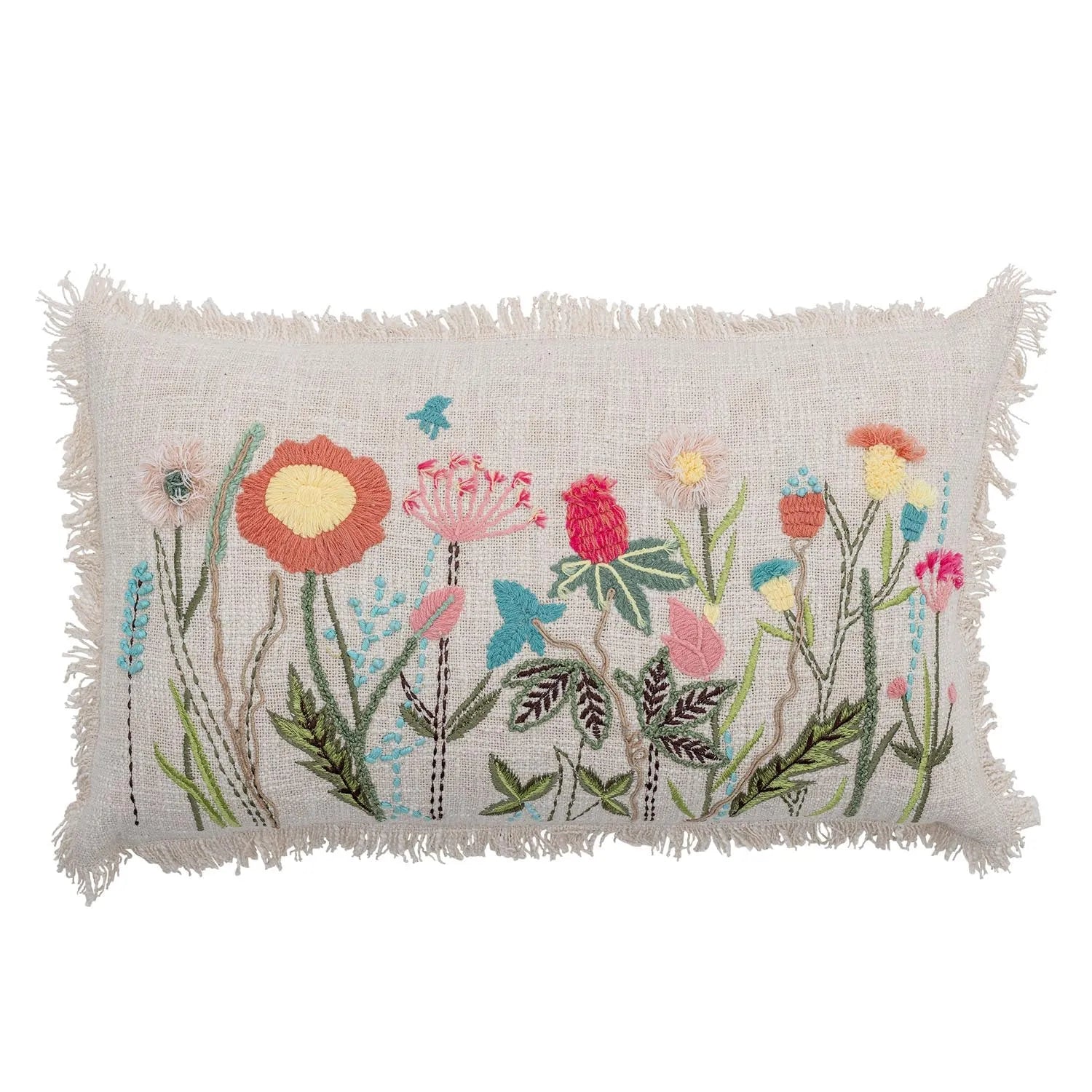 Tetti Kissen aus Baumwolle: Natürliche Eleganz mit kunstvoller Blumenstickerei, ideal für stilvolle und gemütliche Wohnräume.