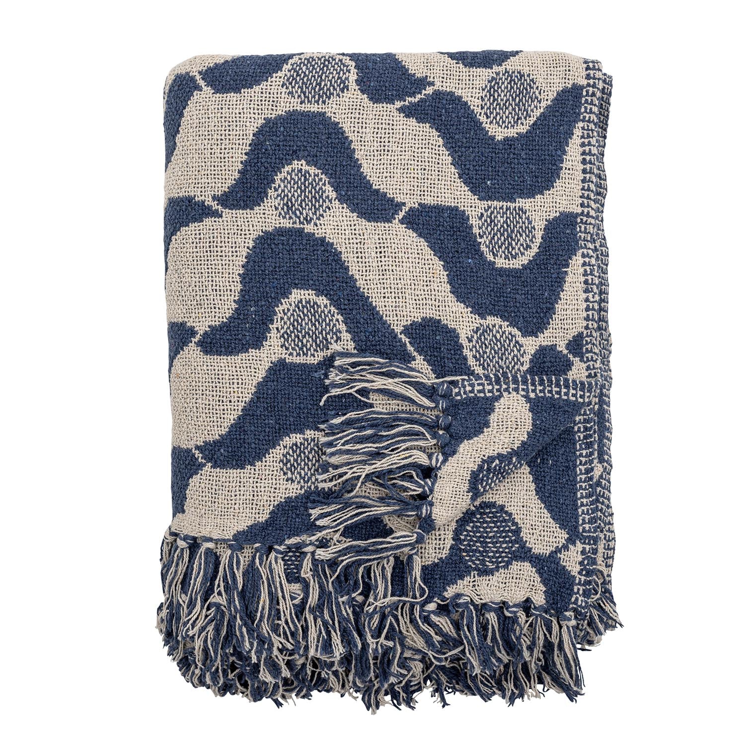 Santena Decke, Blau, Recycelte Baumwolle