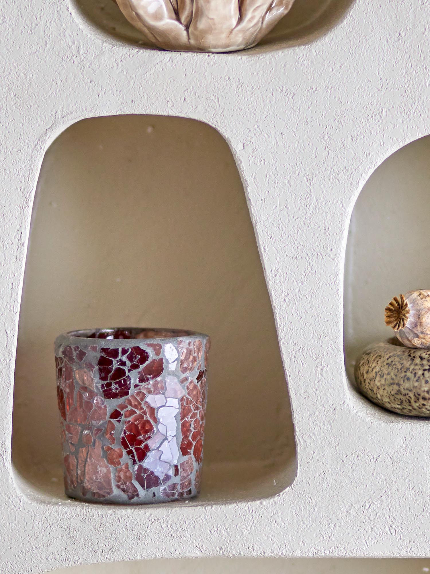 Evalyn Teelichthalter, Rose, Recyceltes Glas