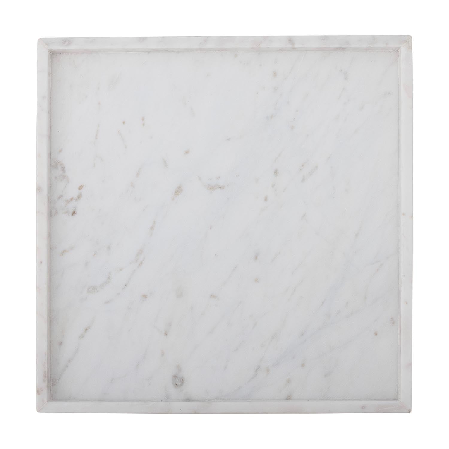 Weißes Marmor-Tablett von Bloomingville, perfekt für elegante Dekorationen und stilvolle Präsentationen in Ihrem Zuhause.