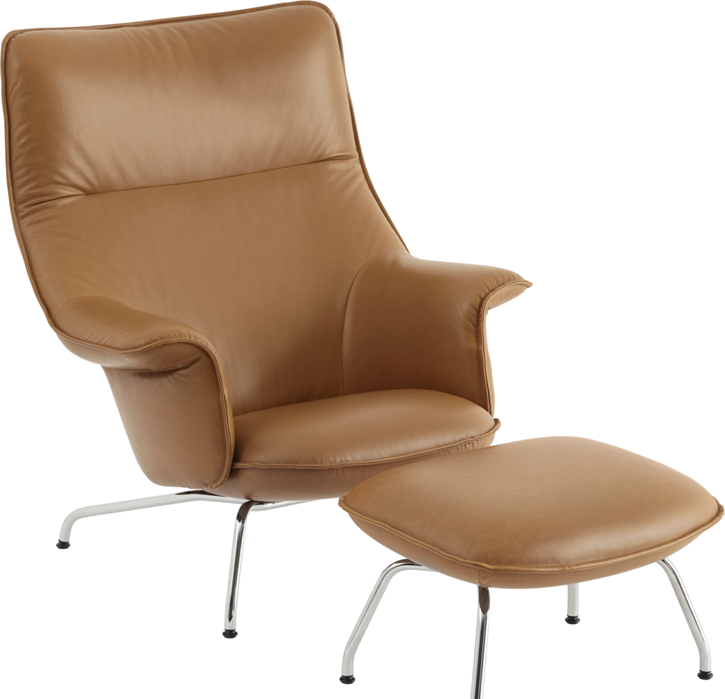 Doze Loungesessel in Braun / Chrom präsentiert im Onlineshop von KAQTU Design AG. Sessel mit Armlehnen ist von Muuto