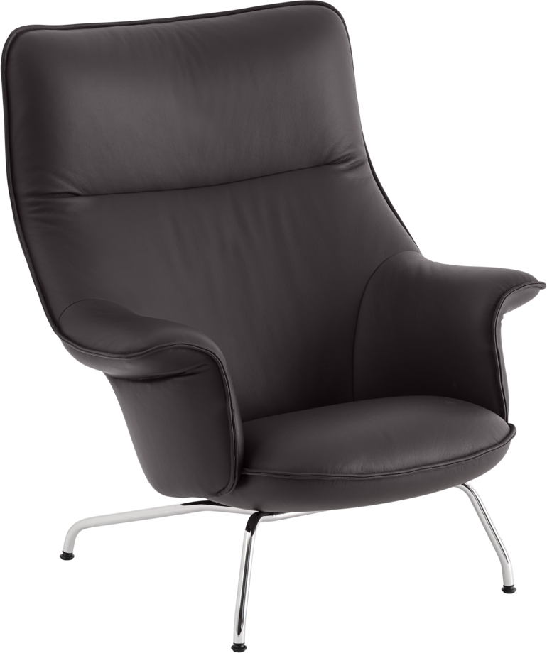 Doze Loungesessel in Braungrau / Chrom präsentiert im Onlineshop von KAQTU Design AG. Sessel mit Armlehnen ist von Muuto