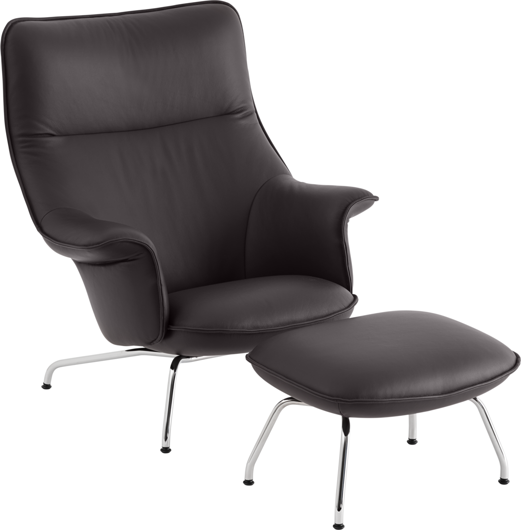 Doze Loungesessel in Braungrau / Chrom präsentiert im Onlineshop von KAQTU Design AG. Sessel mit Armlehnen ist von Muuto