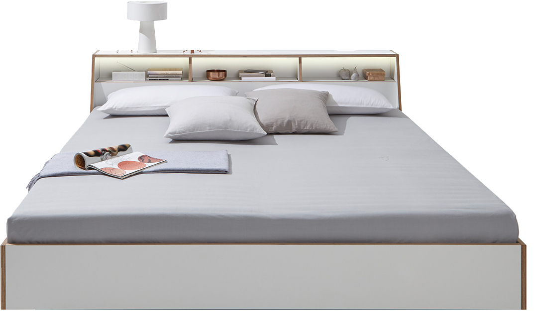 Slope Bett mit Kopfteil und LED-Beleuchtung (inkl. Lattenrost Starr) - KAQTU Design
