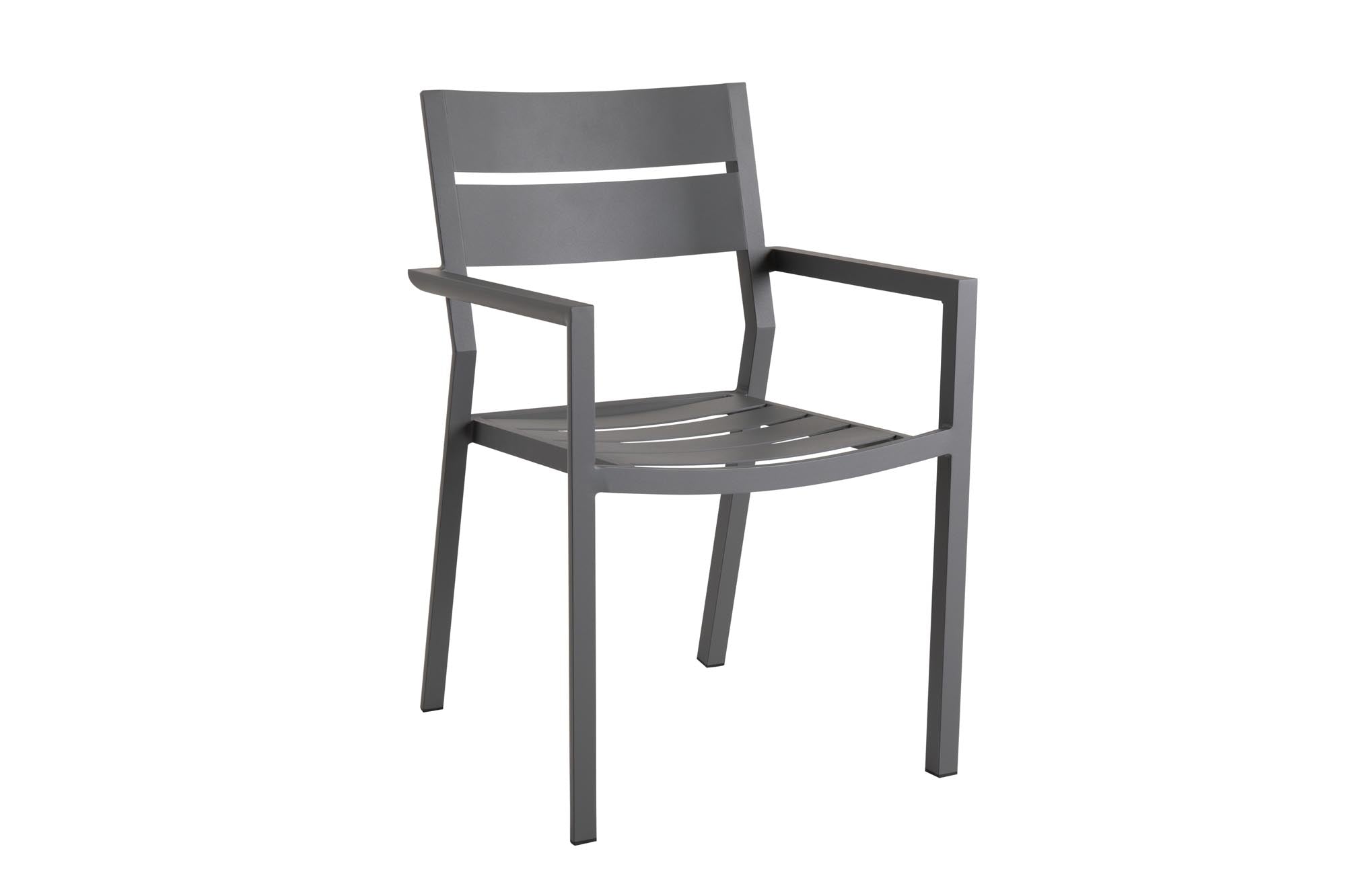 Gartenstuhl Delia mit Armlehnen, stapelbar in Anthrazit/grau präsentiert im Onlineshop von KAQTU Design AG. Gartenstuhl mit Armlehnen ist von Be Garden
