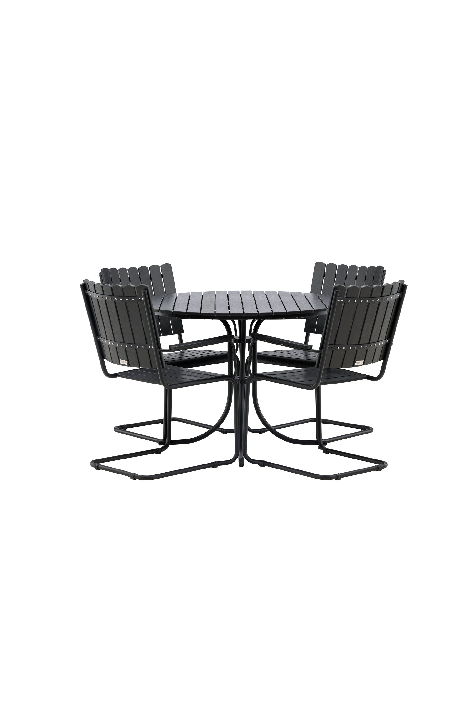 Holmsund Outdoor-Tischset ⌀100cm/4St. in Schwarz präsentiert im Onlineshop von KAQTU Design AG. Gartentischset ist von Venture Home