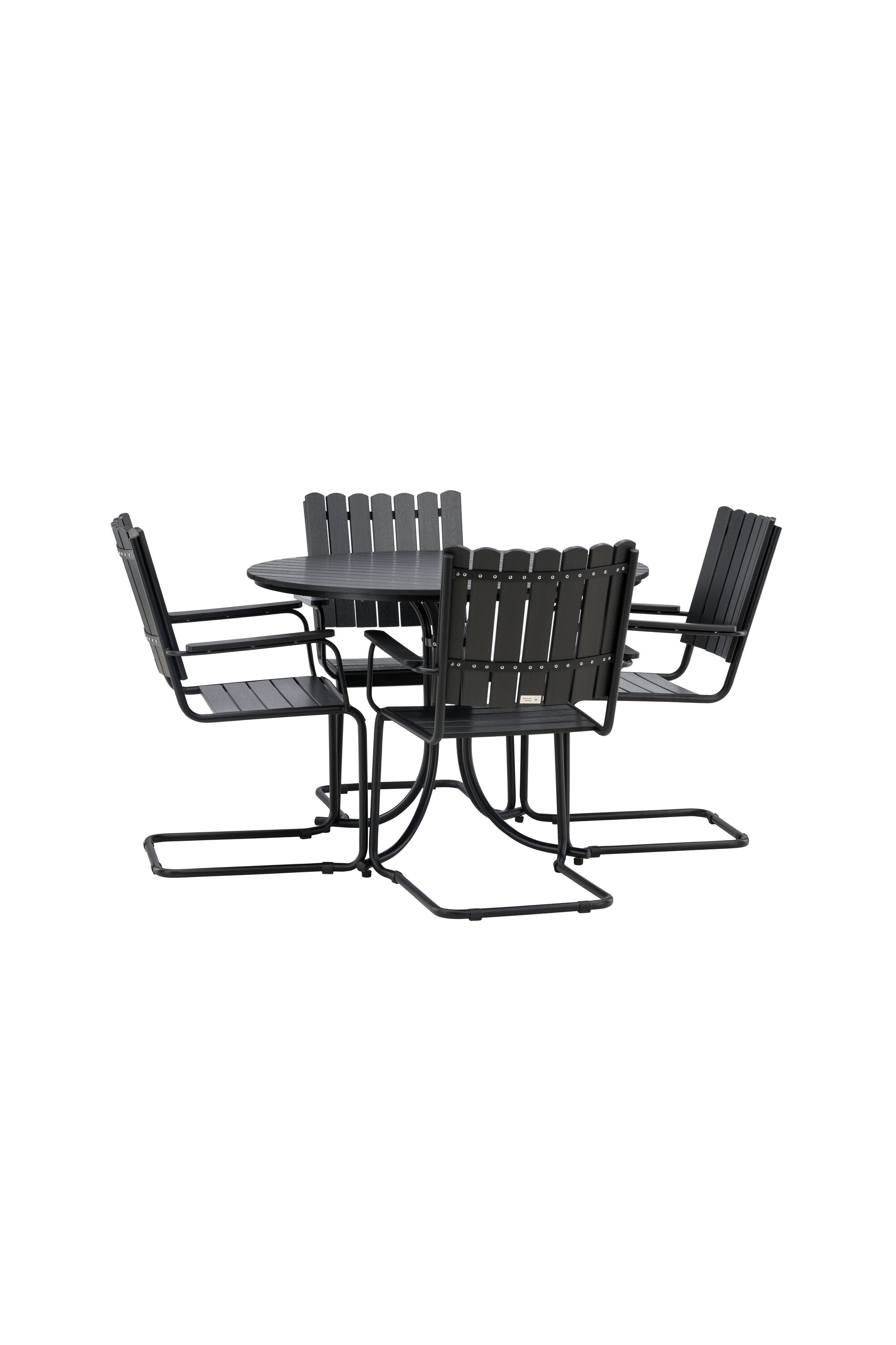 Holmsund Outdoor-Tischset ⌀100cm/4St. in Schwarz präsentiert im Onlineshop von KAQTU Design AG. Gartentischset ist von Venture Home