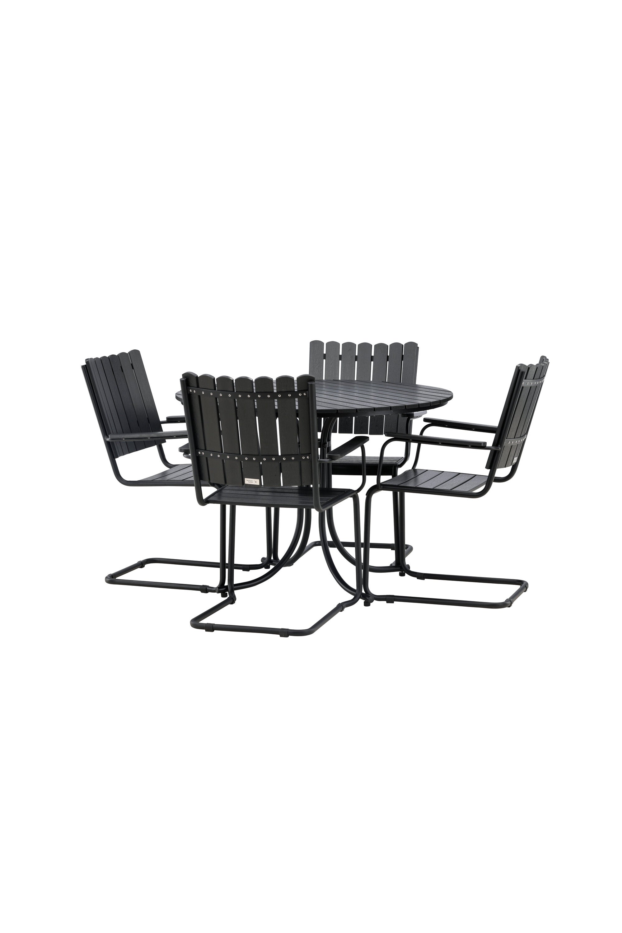 Holmsund Outdoor-Tischset ⌀100cm/4St. in Schwarz präsentiert im Onlineshop von KAQTU Design AG. Gartentischset ist von Venture Home