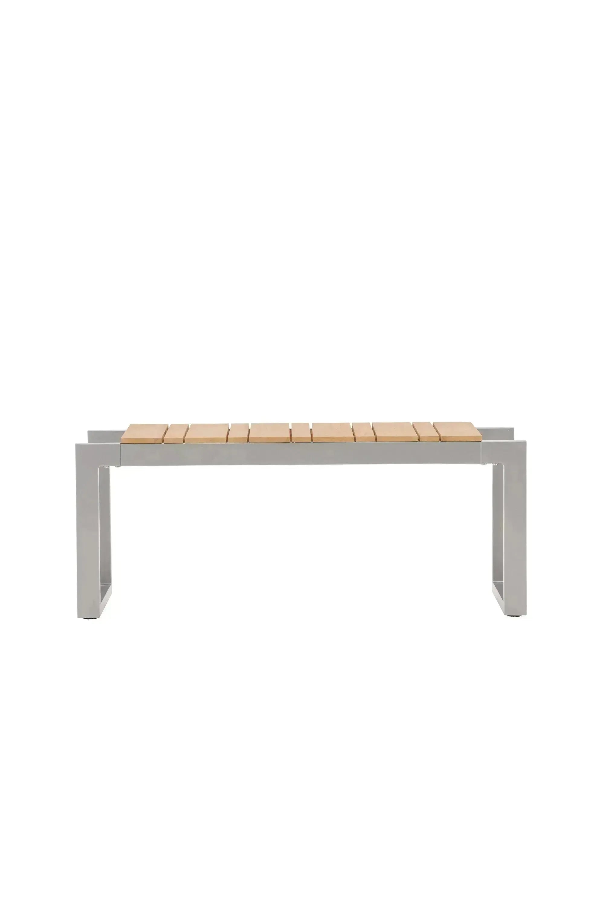 Die Zenia-Bank von Venture Home: Stilvoller Aluminiumrahmen, langlebiges Teakholz, ideal für Garten und Terrasse.