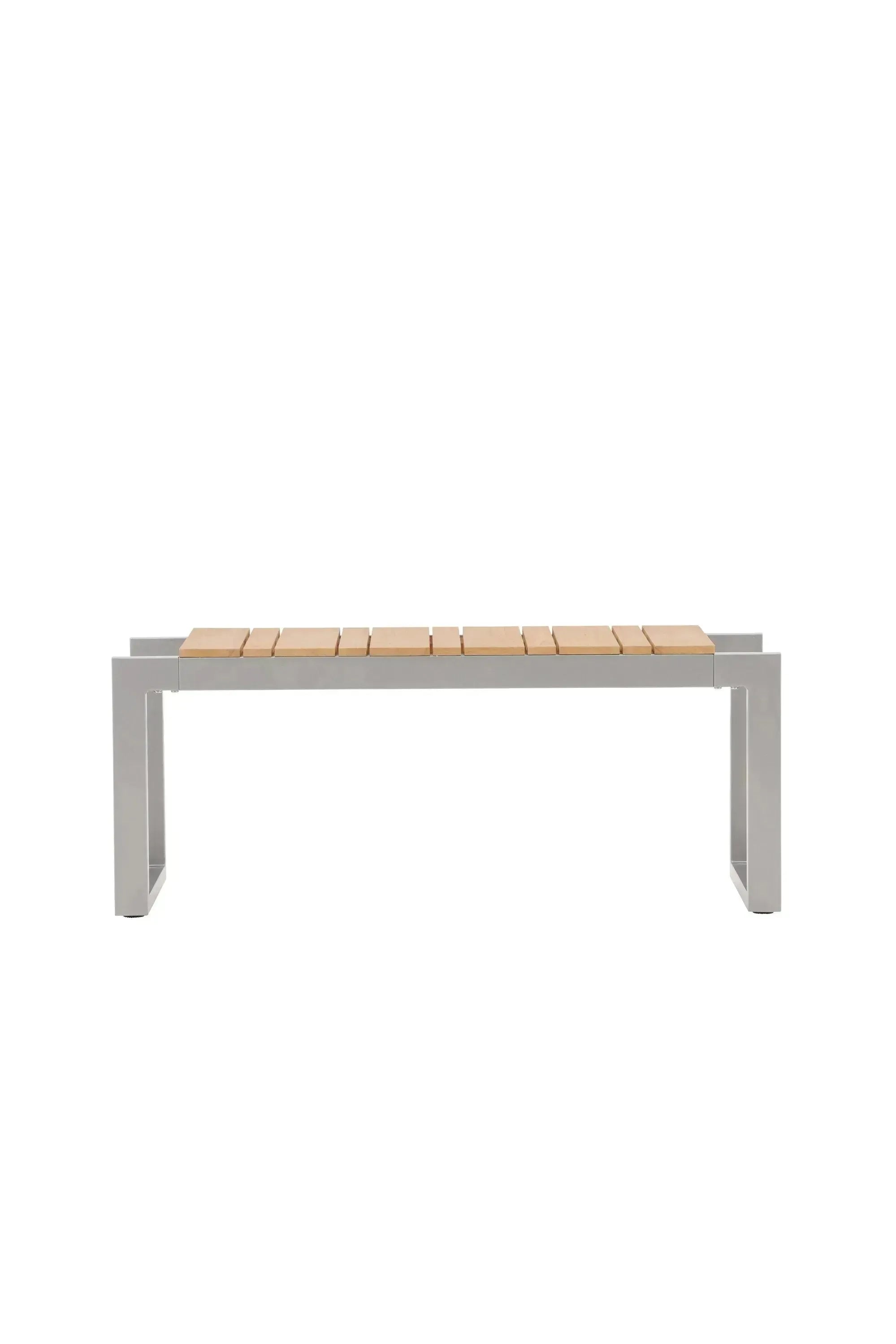 Die Zenia-Bank von Venture Home: Stilvoller Aluminiumrahmen, langlebiges Teakholz, ideal für Garten und Terrasse.