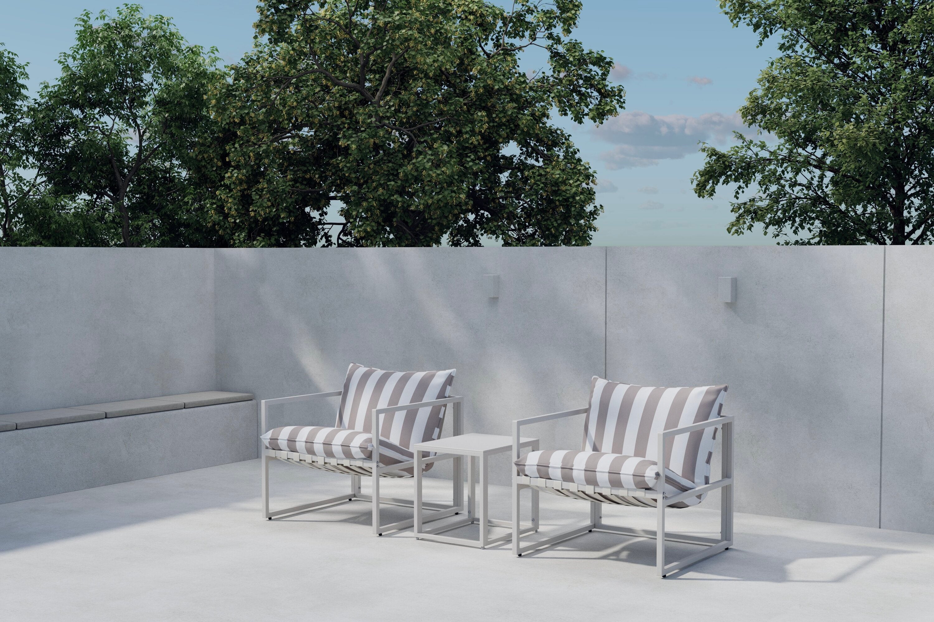 Stilvolles Messina Lounge Set in sanften Beigetönen, ideal für entspannte Momente im Freien, auf Terrasse oder im Garten.