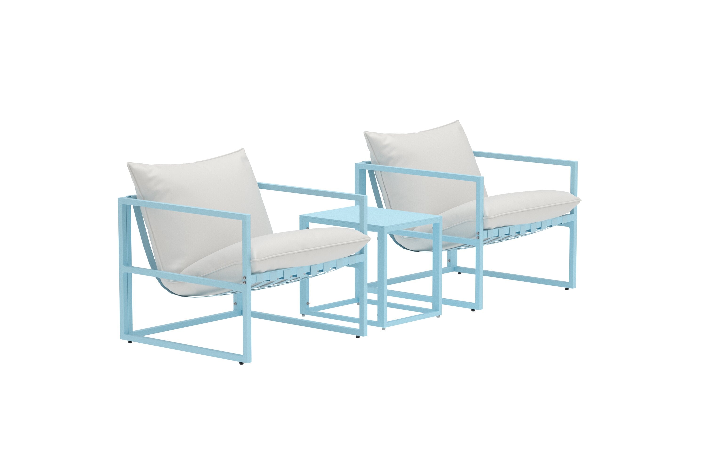 Stilvolles Messina Lounge Set in zartem Blau, perfekt für gemütliche Outdoor-Momente, erhältlich bei Venture Home.