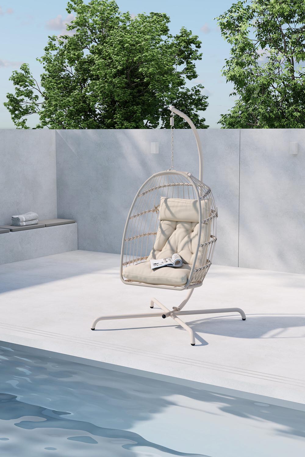 Trezza Hängesessel in Beige präsentiert im Onlineshop von KAQTU Design AG. Hängestuhl ist von Venture Home