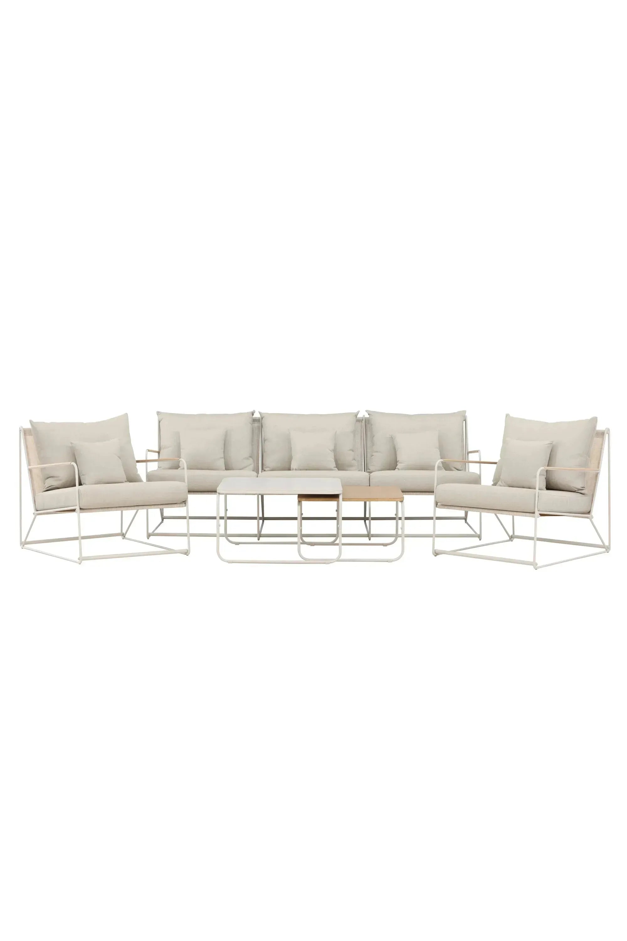 Elegantes Palazzo Sofa Set: Robuster Stahlrahmen, wetterfeste Kissen, zeitloses Design – ideal für stilvolle Entspannung im Freien.
