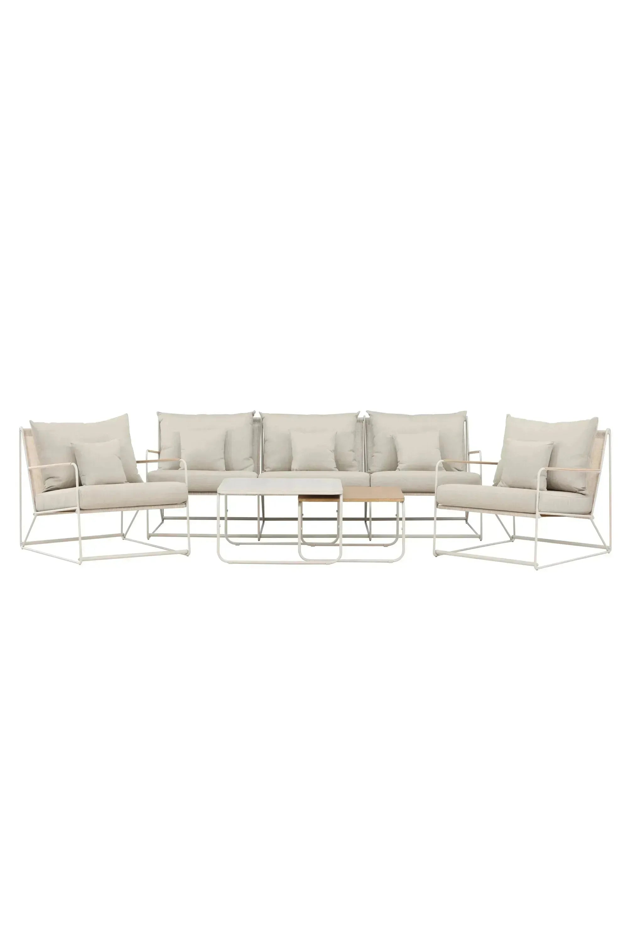 Elegantes Palazzo Sofa Set: Robuster Stahlrahmen, wetterfeste Kissen, zeitloses Design – ideal für stilvolle Entspannung im Freien.
