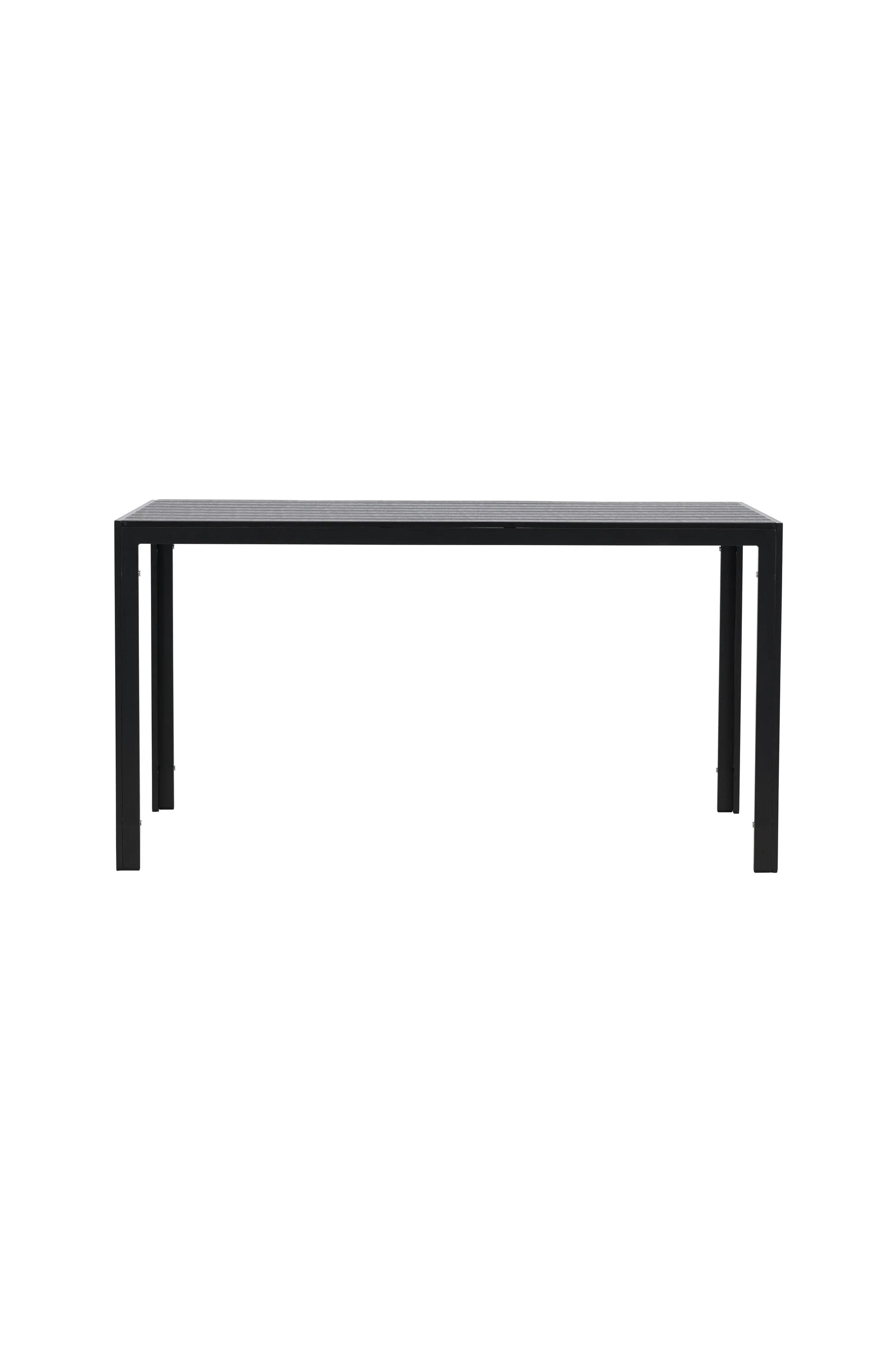 Eleganter Gartentisch mit leichtem Aluminiumrahmen und warmer Sperrholzplatte, ideal für gesellige Outdoor-Momente.