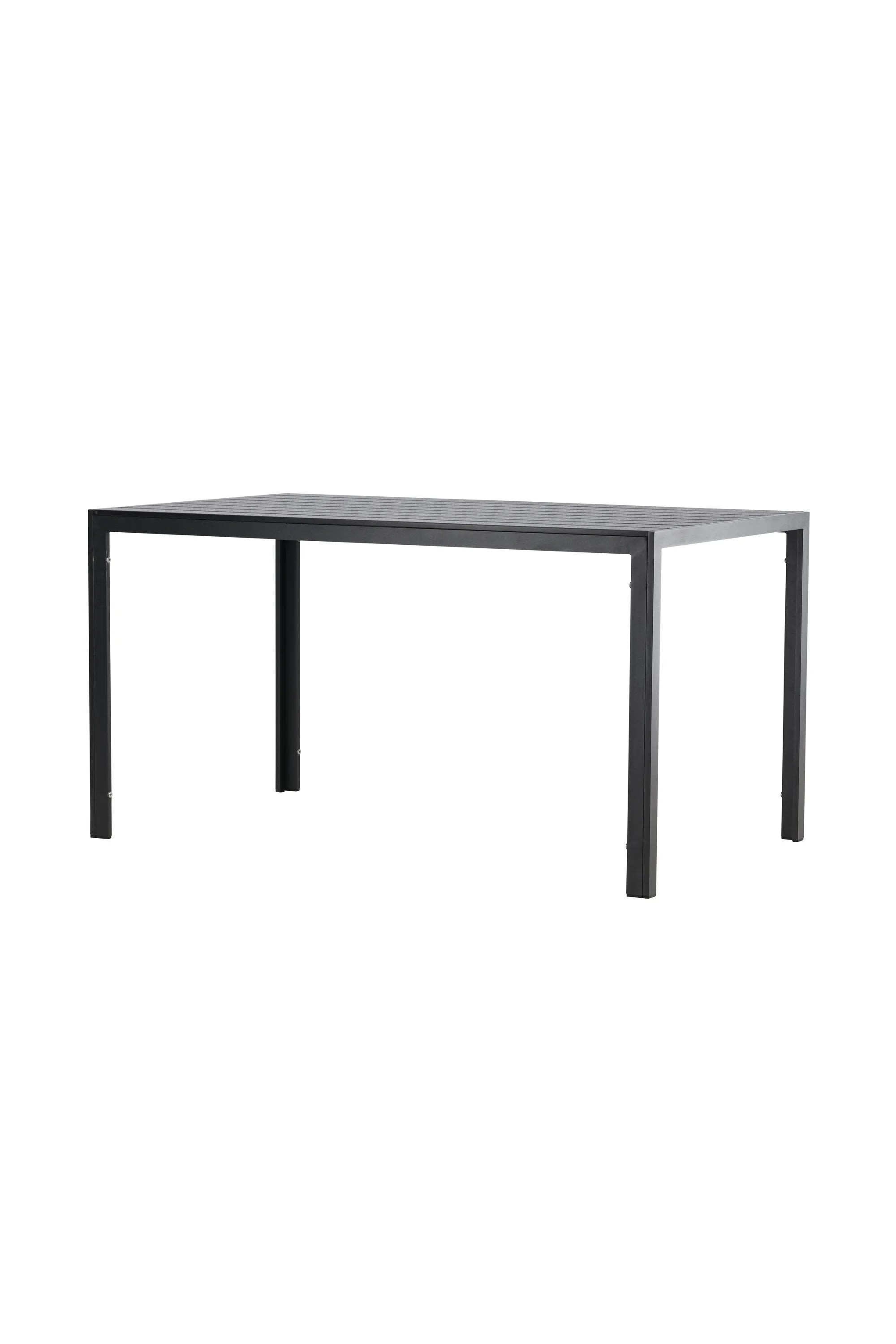 Eleganter Gartentisch mit leichtem Aluminiumrahmen und warmer Sperrholzplatte, ideal für gesellige Outdoor-Momente.