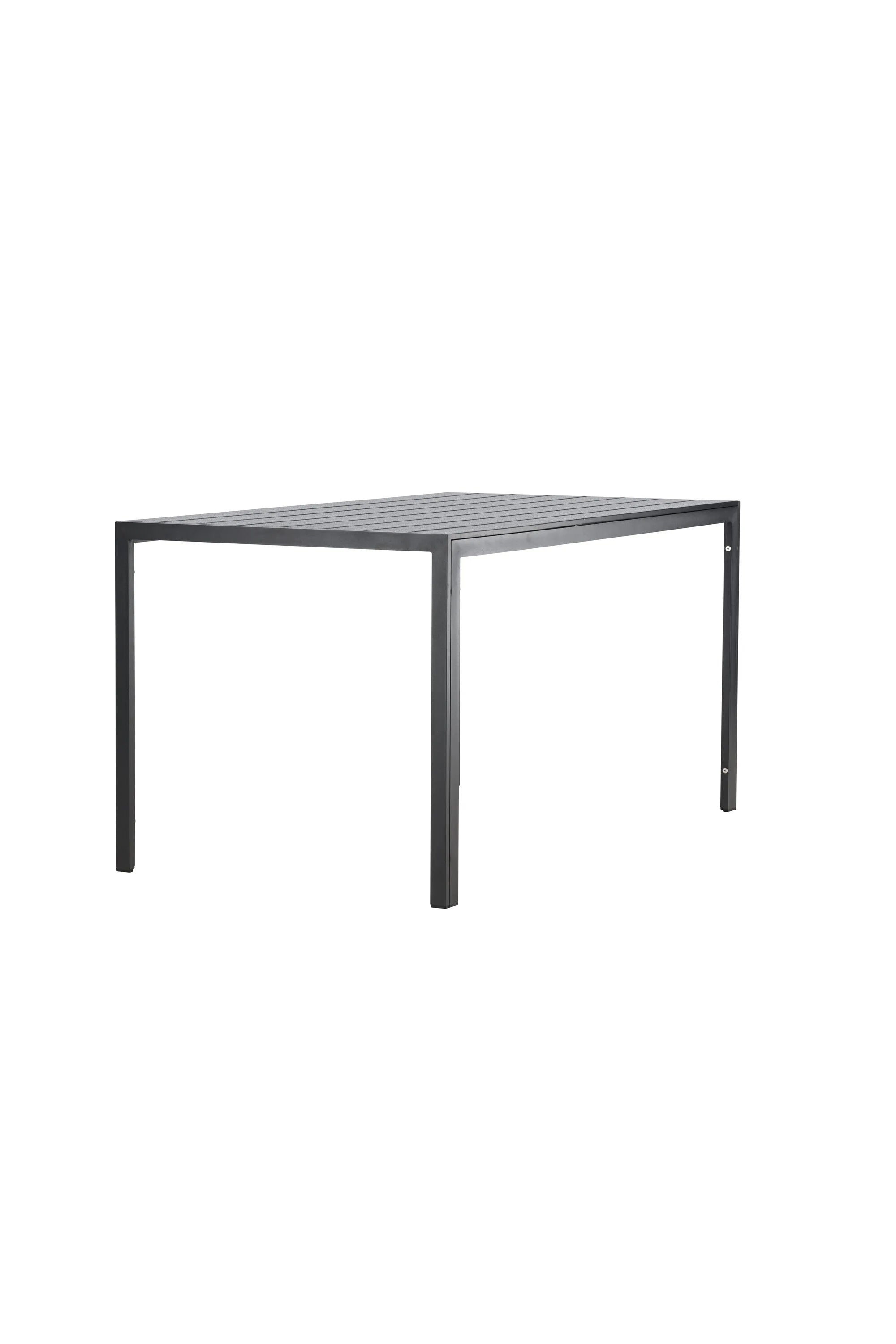 Eleganter Gartentisch mit leichtem Aluminiumrahmen und warmer Sperrholzplatte, ideal für gesellige Outdoor-Momente.