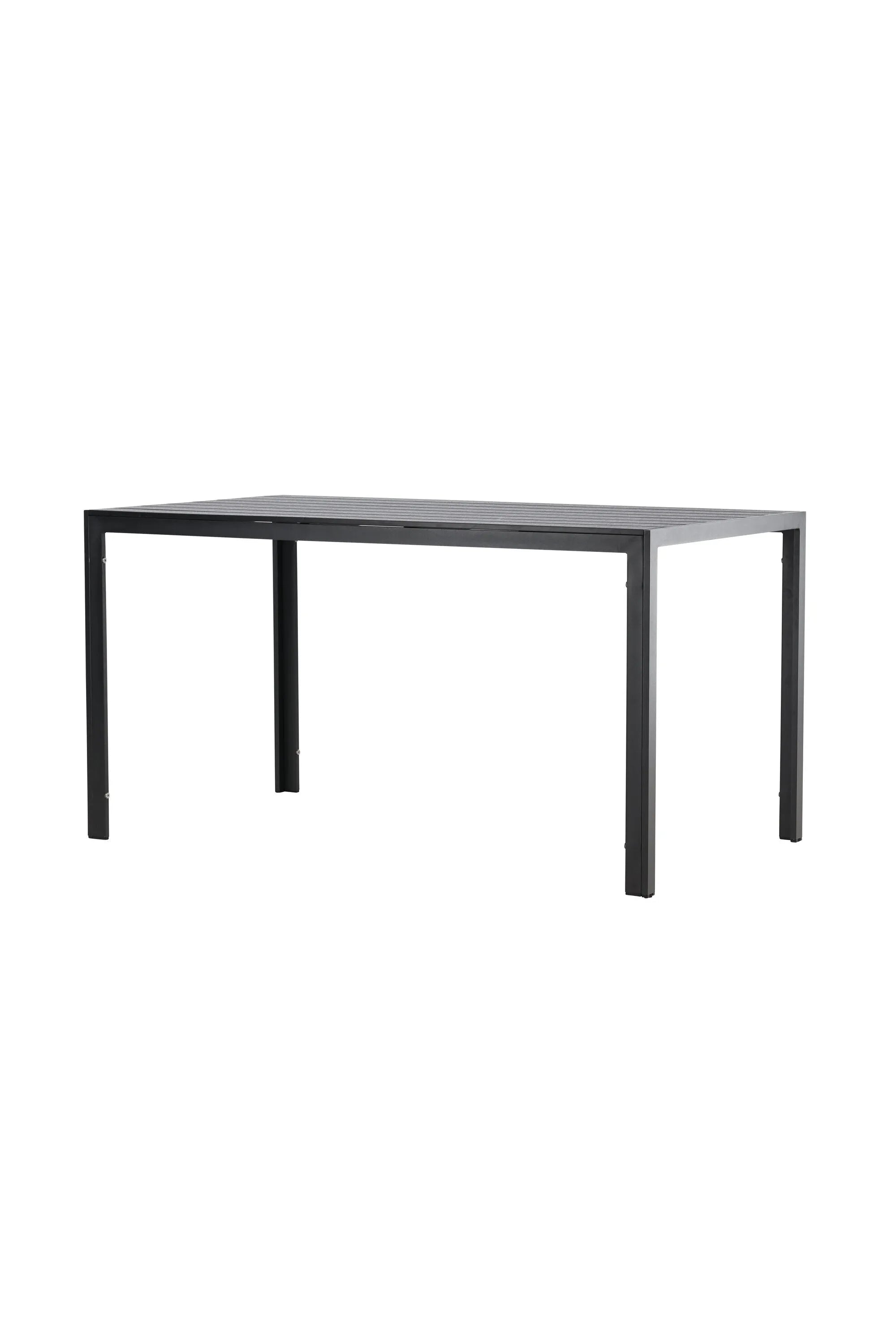 Eleganter Gartentisch mit leichtem Aluminiumrahmen und warmer Sperrholzplatte, ideal für gesellige Outdoor-Momente.