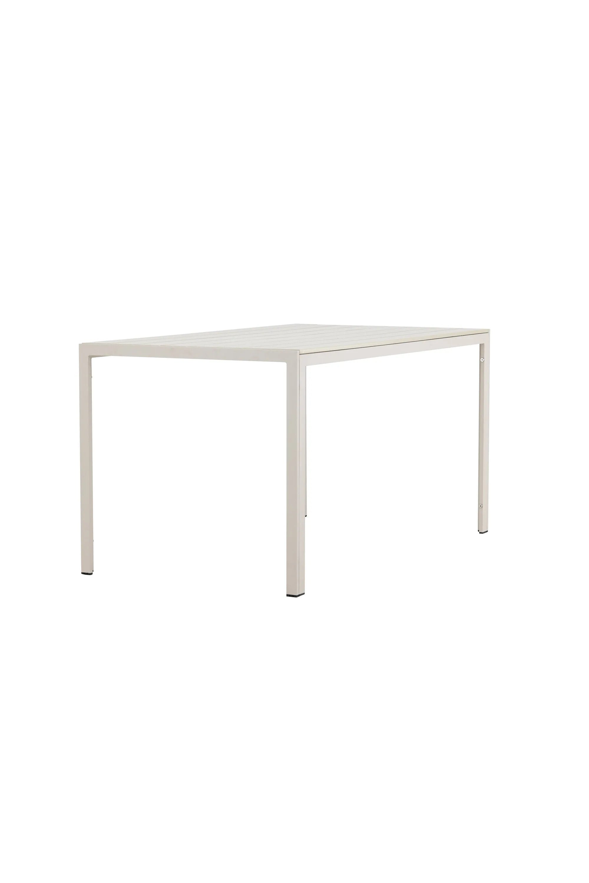 Eleganter Gartentisch mit leichtem Aluminiumrahmen und warmer Sperrholzplatte, ideal für gesellige Outdoor-Momente.