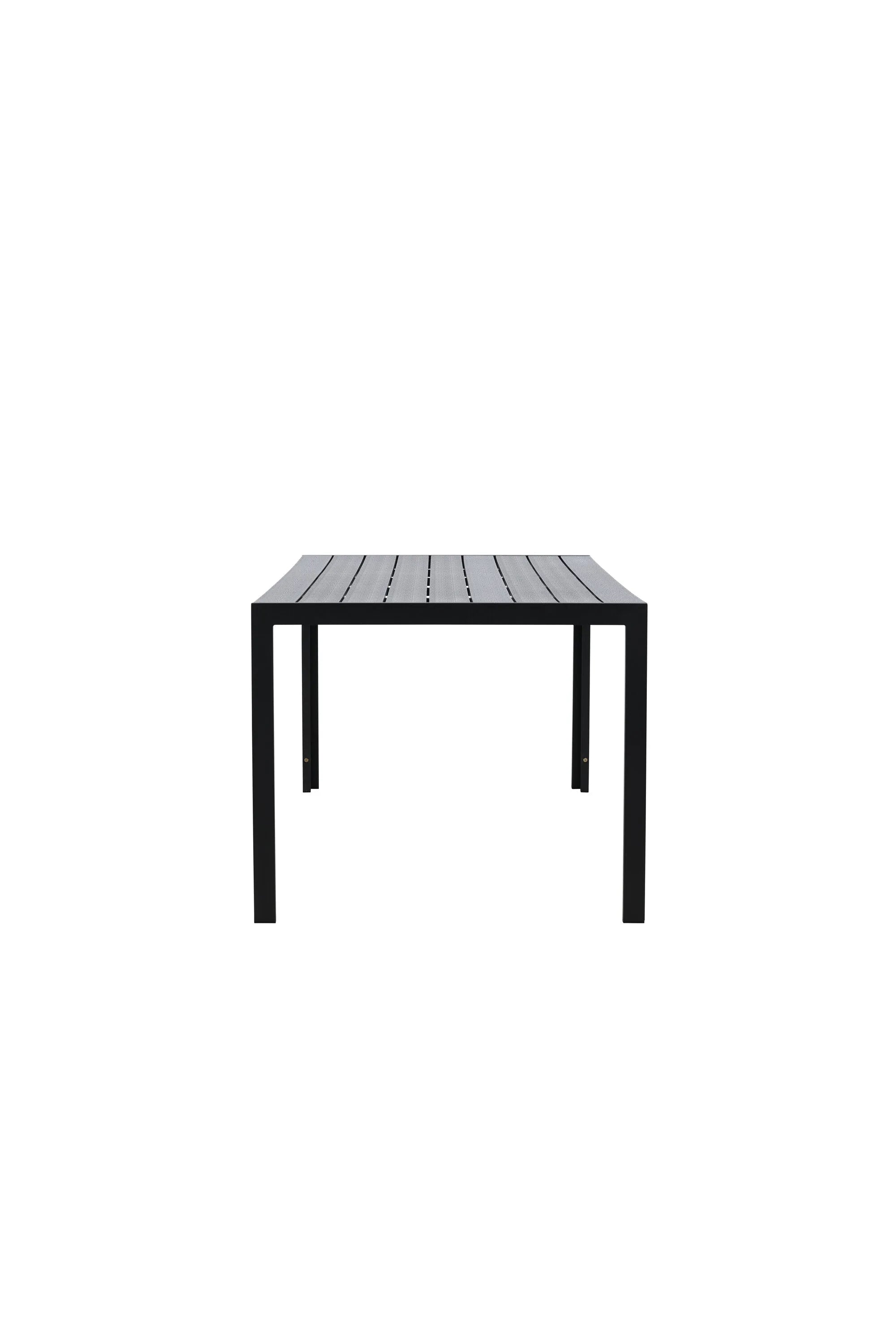 Eleganter Gartentisch mit leichtem Aluminiumrahmen und warmer Sperrholzplatte, ideal für gesellige Outdoor-Momente.