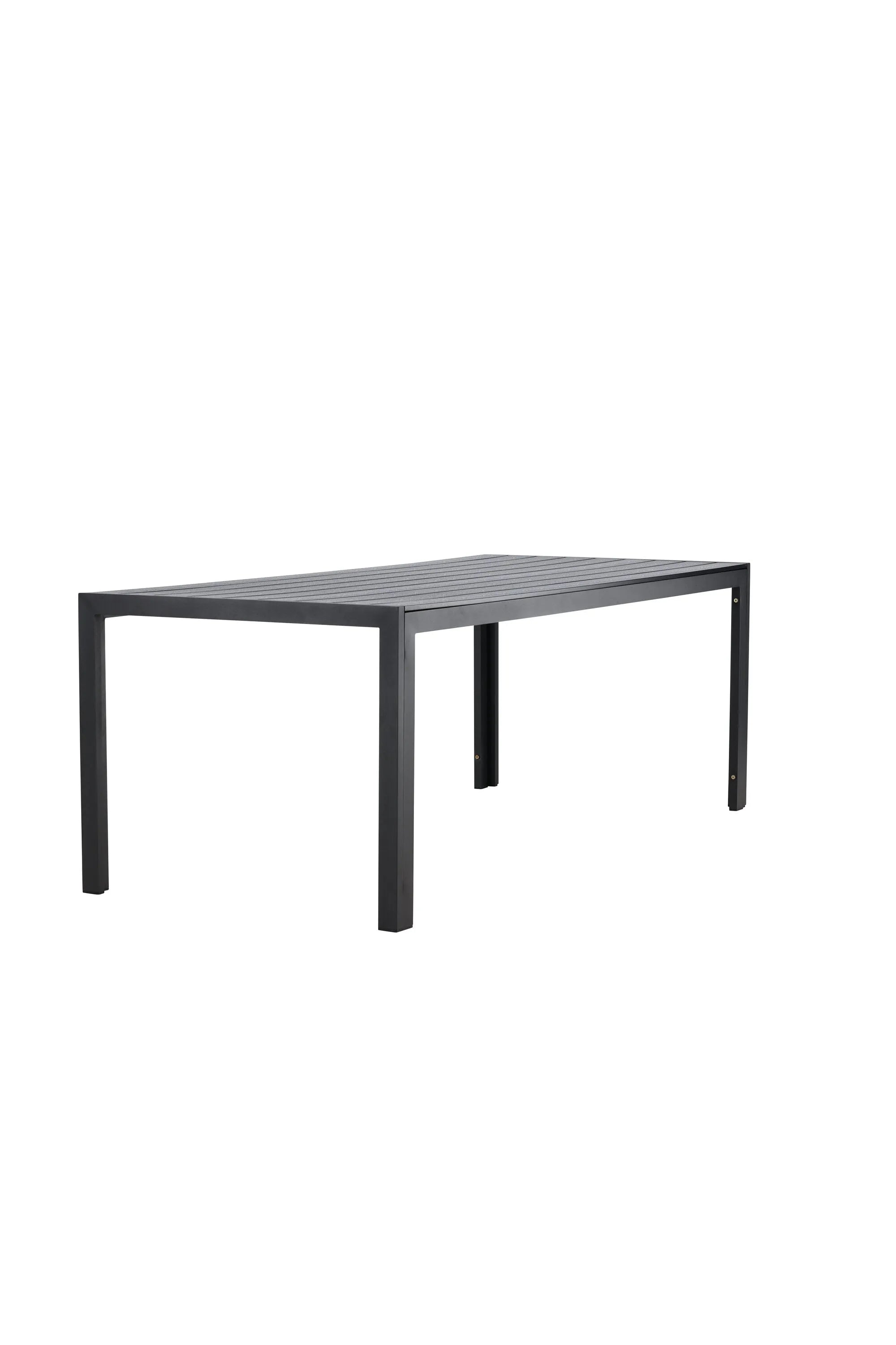 Eleganter Gartentisch mit leichtem Aluminiumrahmen und warmer Sperrholzplatte, ideal für gesellige Outdoor-Momente.