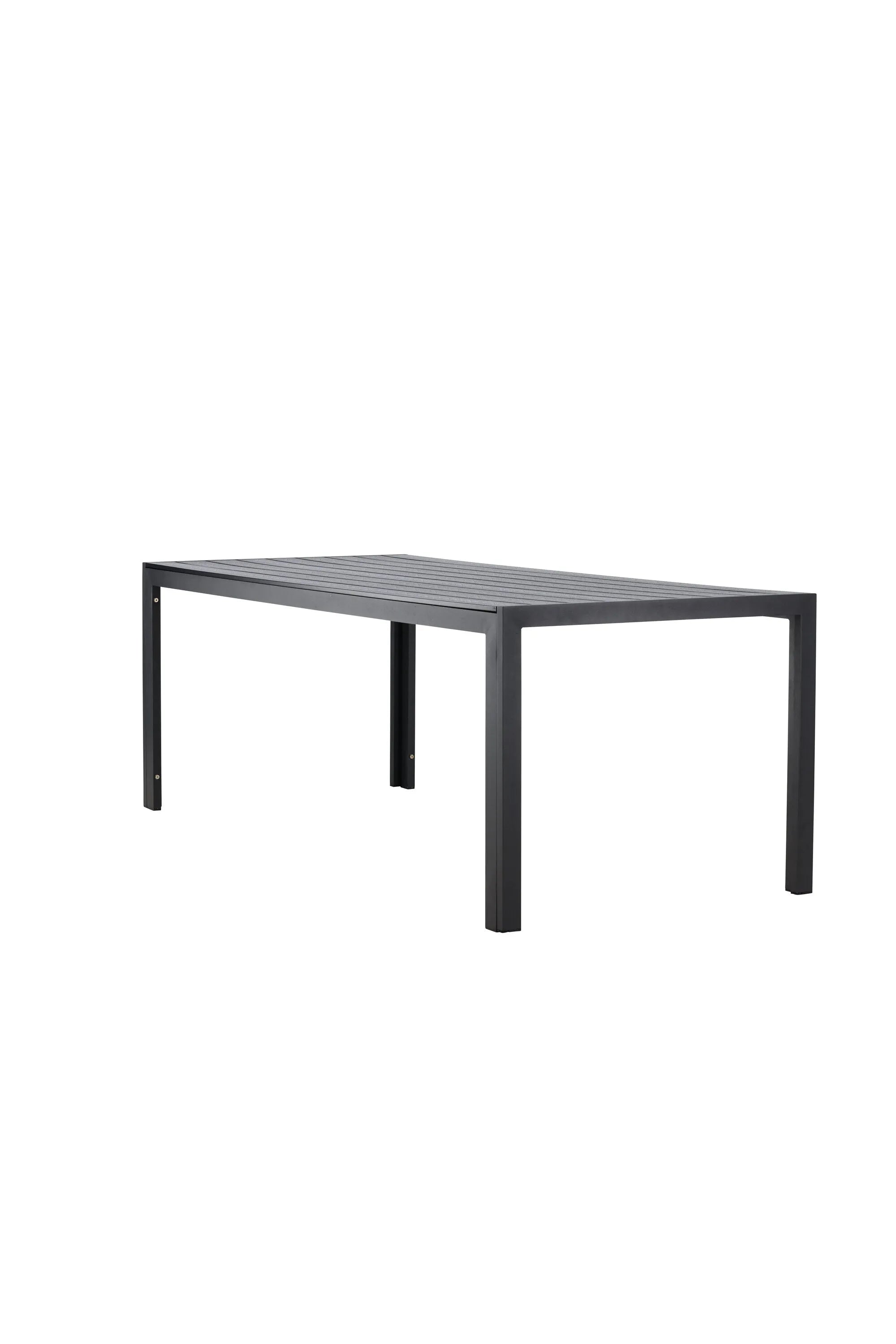 Eleganter Gartentisch mit leichtem Aluminiumrahmen und warmer Sperrholzplatte, ideal für gesellige Outdoor-Momente.