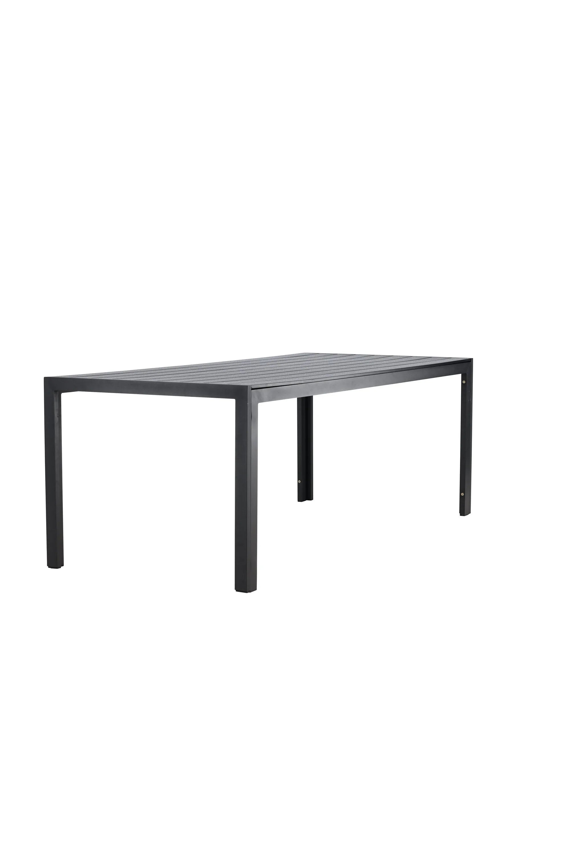 Eleganter Gartentisch mit leichtem Aluminiumrahmen und warmer Sperrholzplatte, ideal für gesellige Outdoor-Momente.
