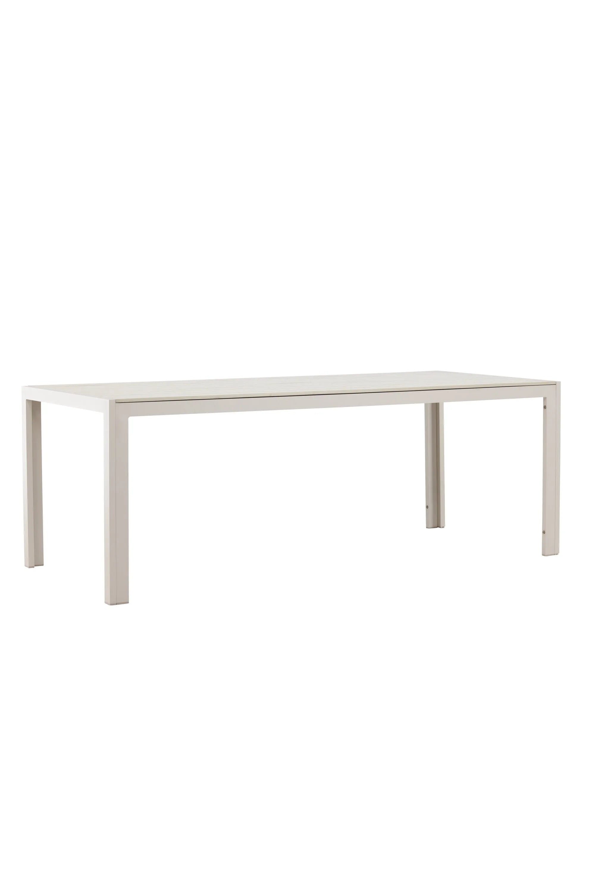 Eleganter Gartentisch mit leichtem Aluminiumrahmen und warmer Sperrholzplatte, ideal für gesellige Outdoor-Momente.