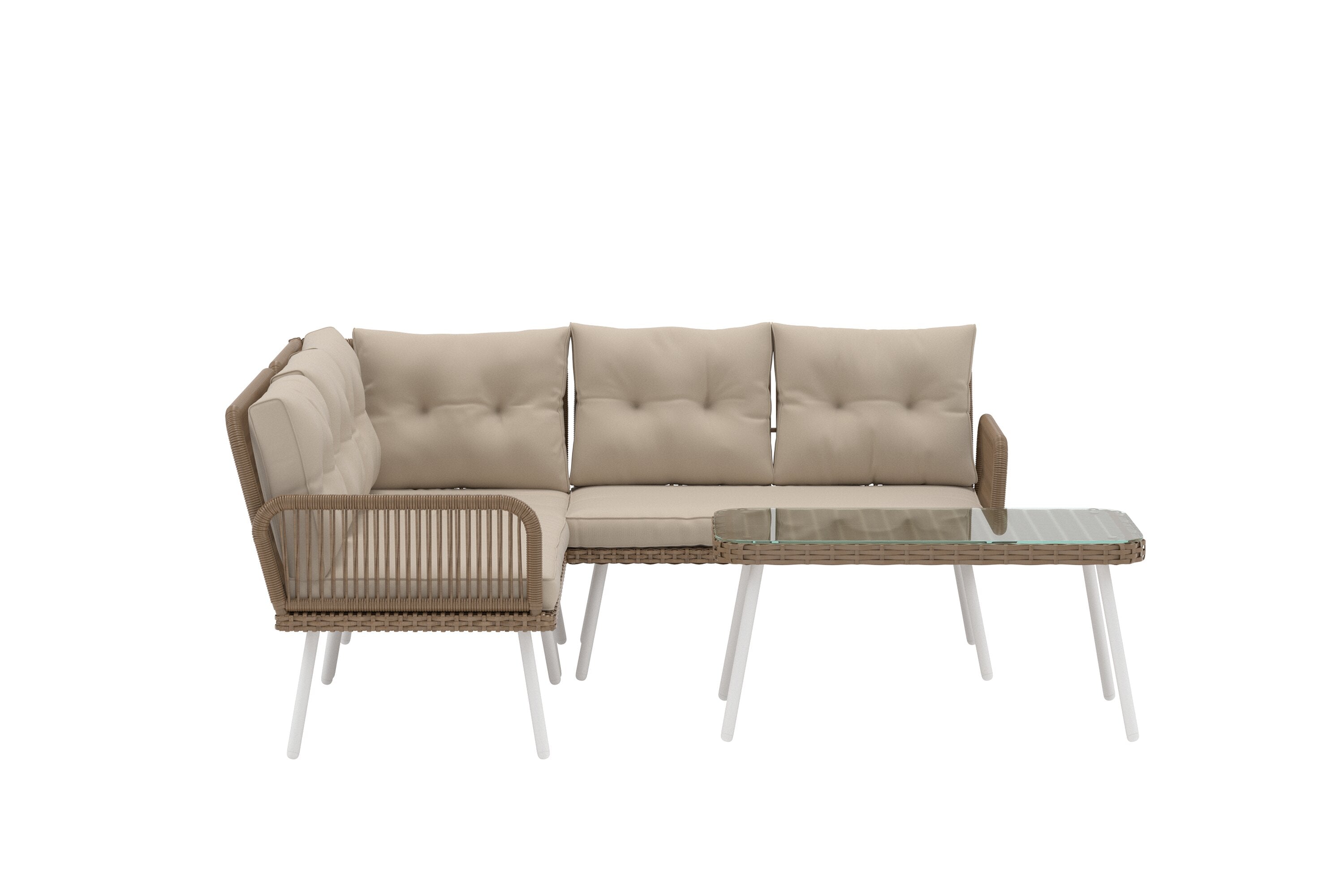 Ibiza Ecksofa Set in Beige präsentiert im Onlineshop von KAQTU Design AG. Loungeset ist von Venture Home