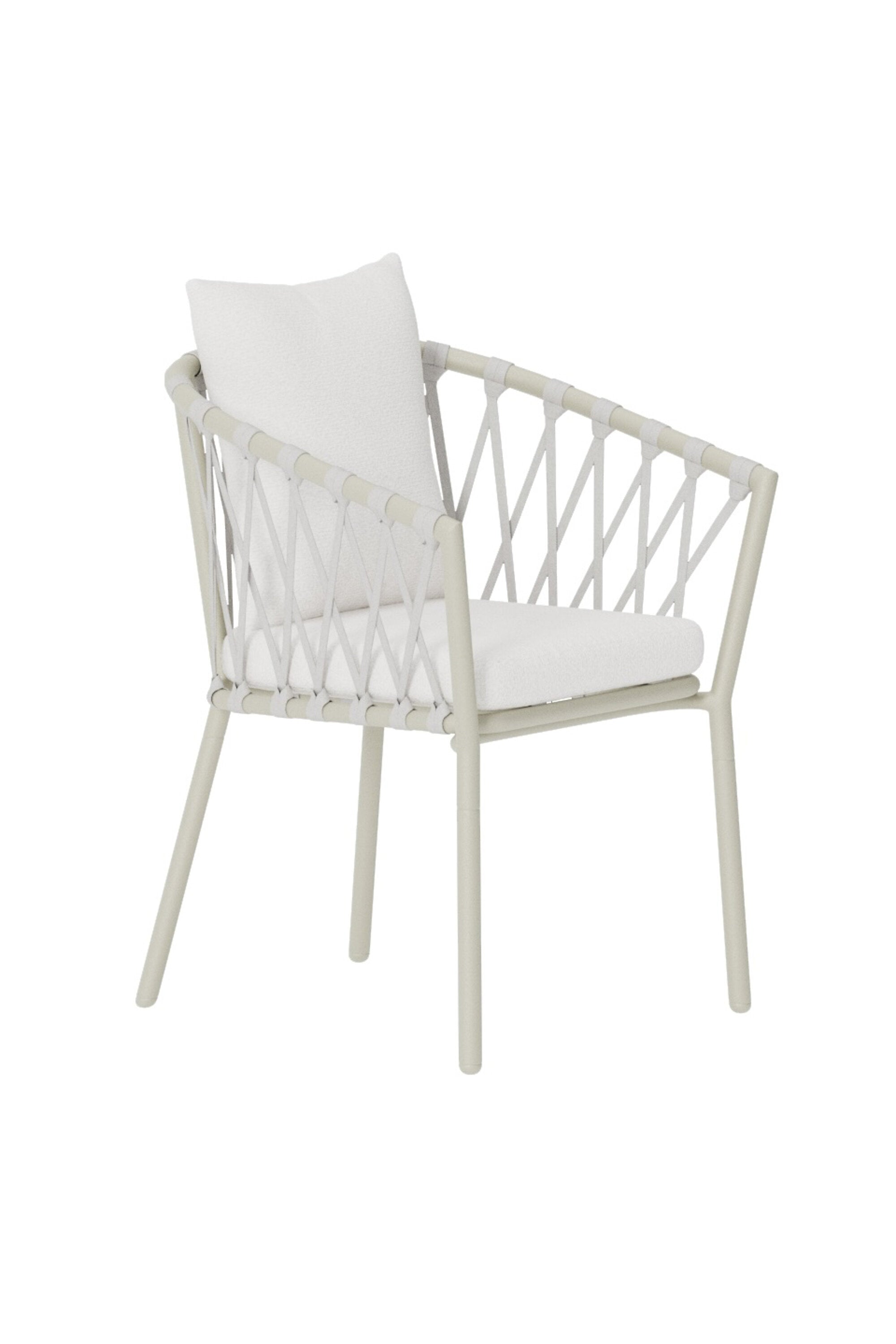 Linos Esszimmerstuhl in Weiss präsentiert im Onlineshop von KAQTU Design AG. Gartenstuhl mit Armlehnen ist von Venture Home