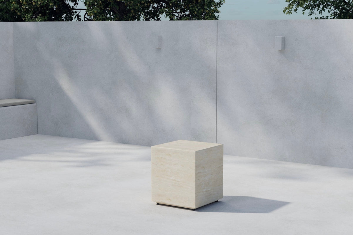Beistelltisch Lissabon von Venture Home in Beige, würfelförmig, aus Aluminium