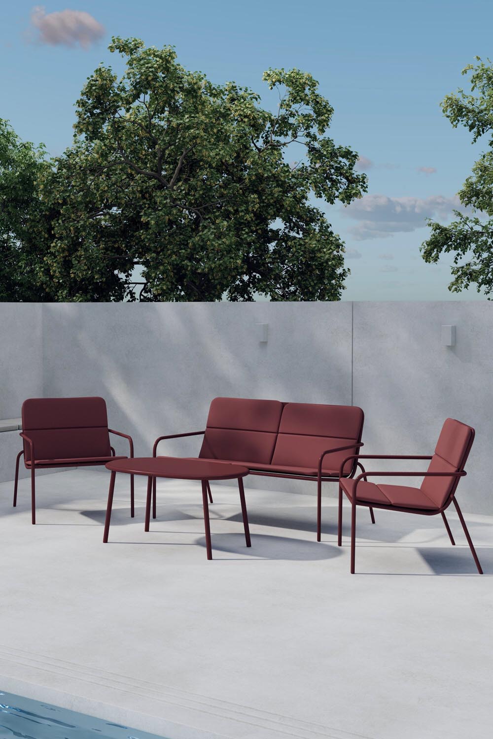 Fourni Sofa Set in Burgund präsentiert im Onlineshop von KAQTU Design AG. Loungeset ist von Venture Home