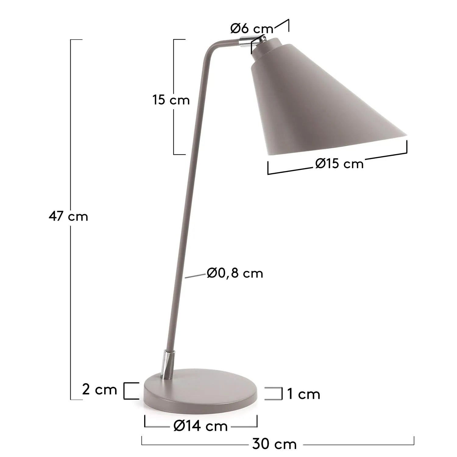 Moderne graue Tipir Tischlampe von Kave Home für zeitlose Eleganz.