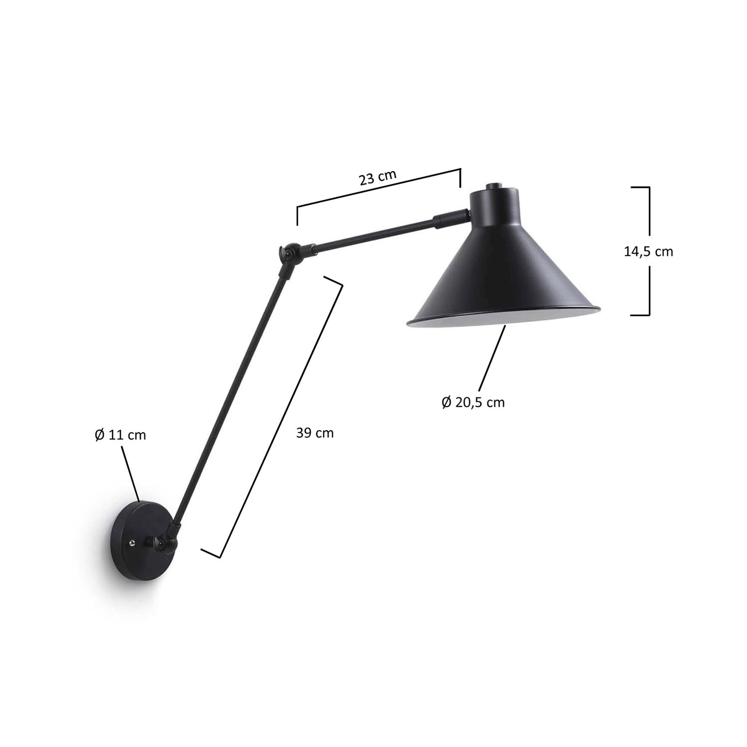 Dione Wandleuchte schwarz: Zeitloses Design für moderne Wohnräume.