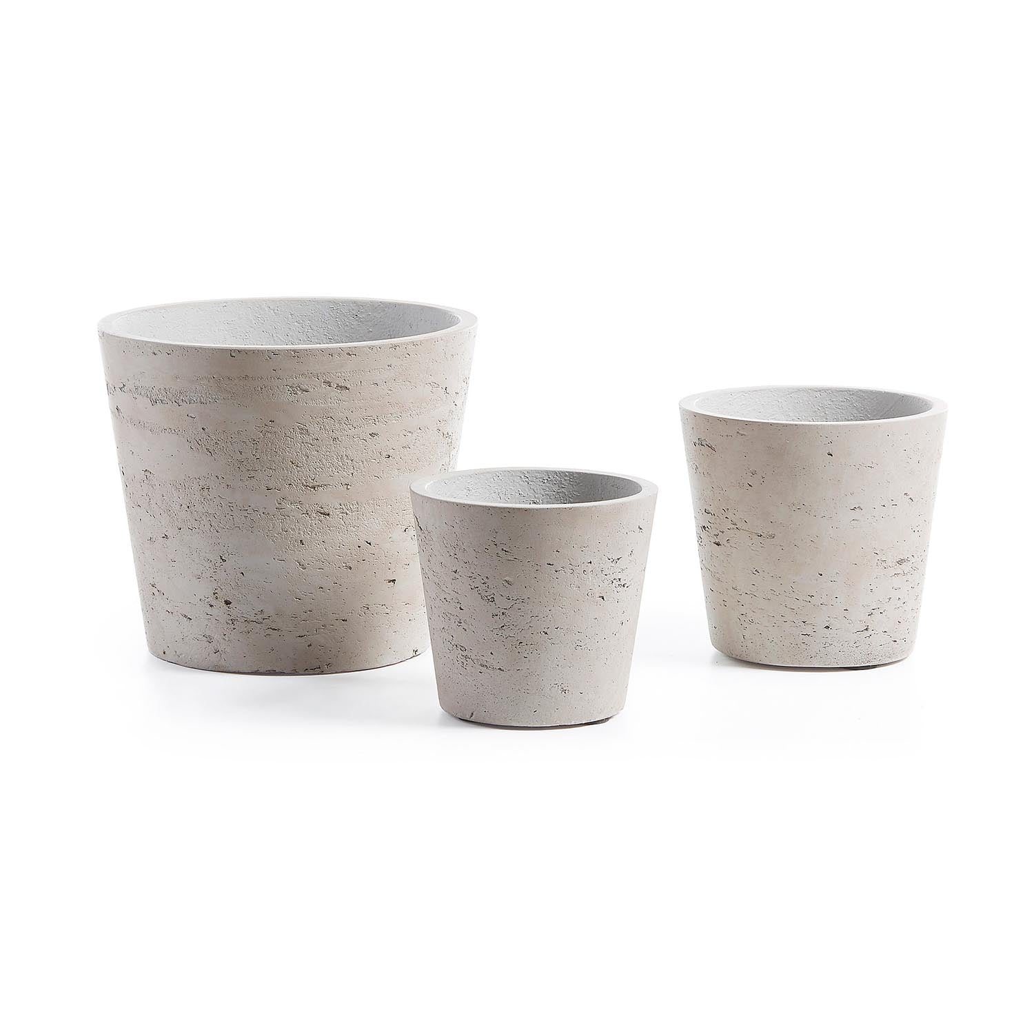 Low Töpfe, 3er-Set, grau Ø 23,5 cm / Ø 16,5 cm / Ø 14 cm